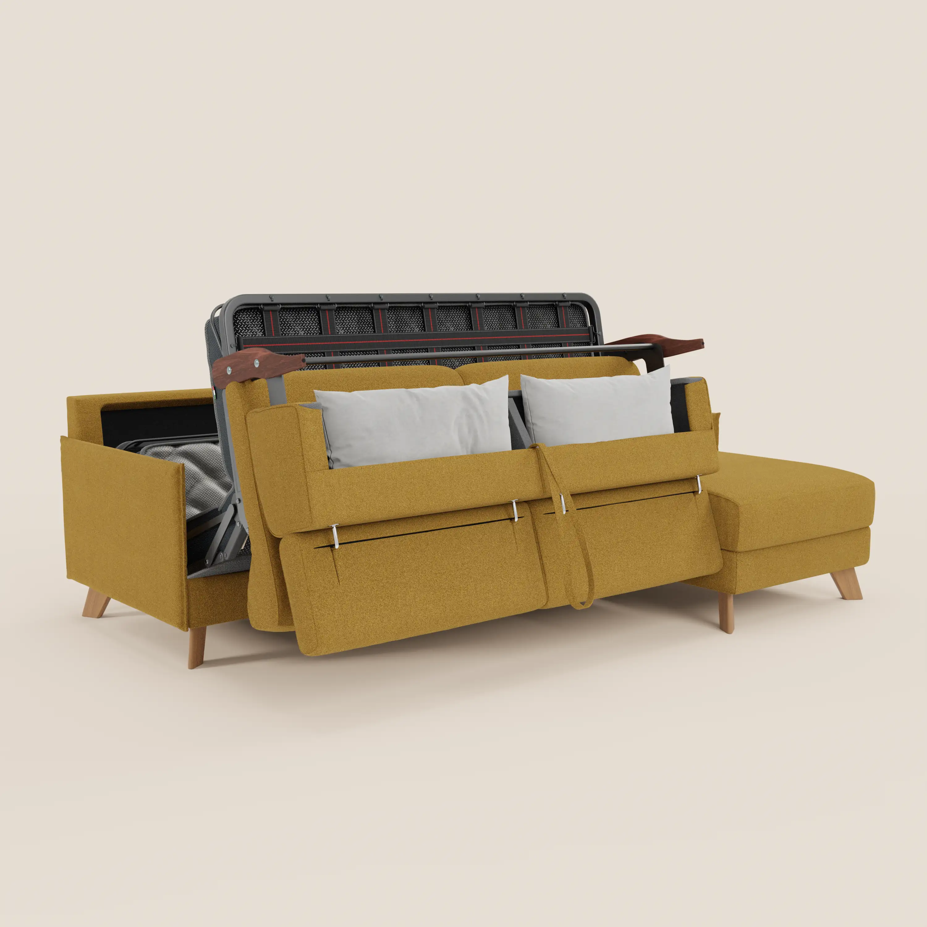 Sole Canapé d'angle convertible avec chaise longue avec coffre et têtières inclinables - tissu détachable T23 - Image 7