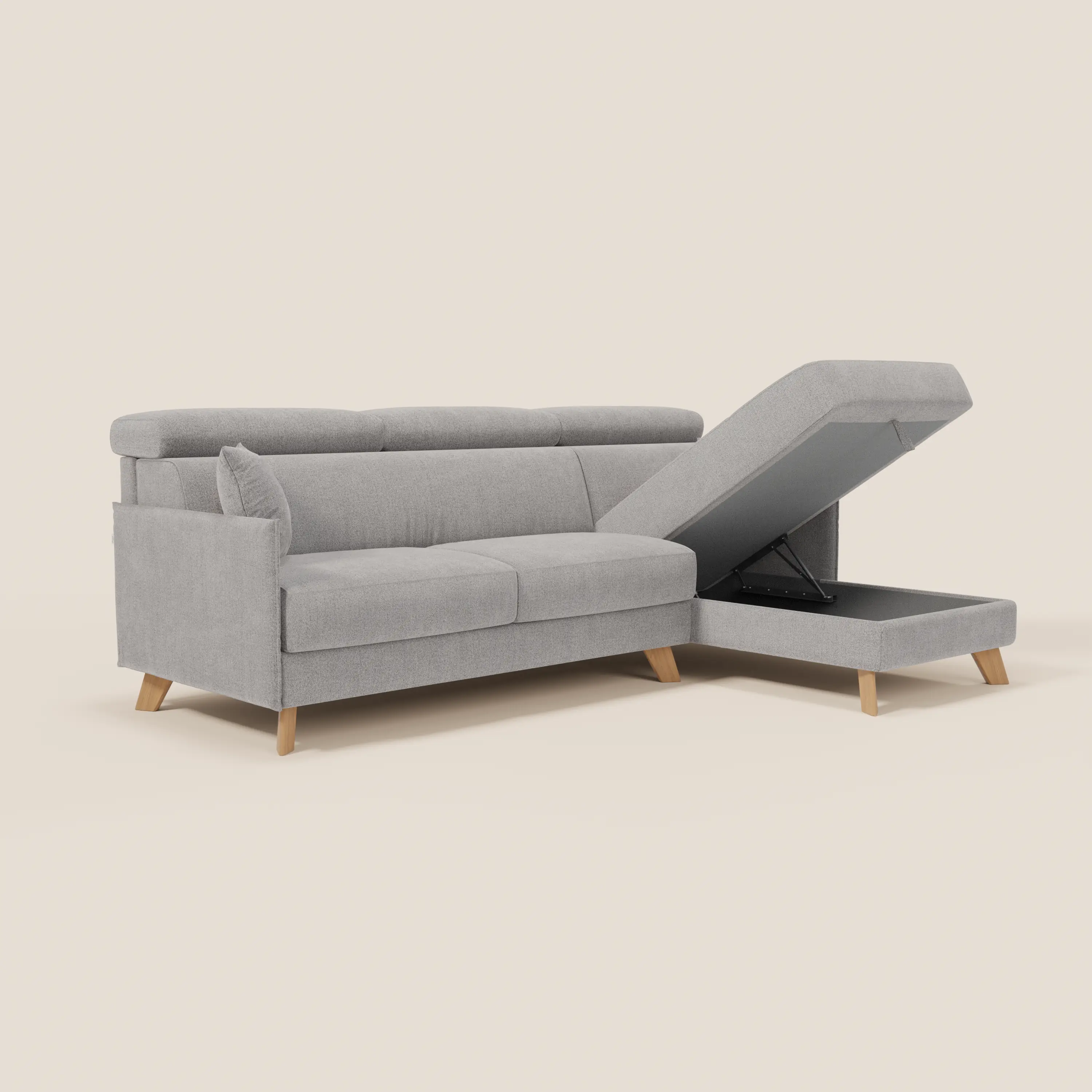 Sole Canapé d'angle convertible avec chaise longue avec coffre et têtières inclinables - tissu détachable T23 - Image 70