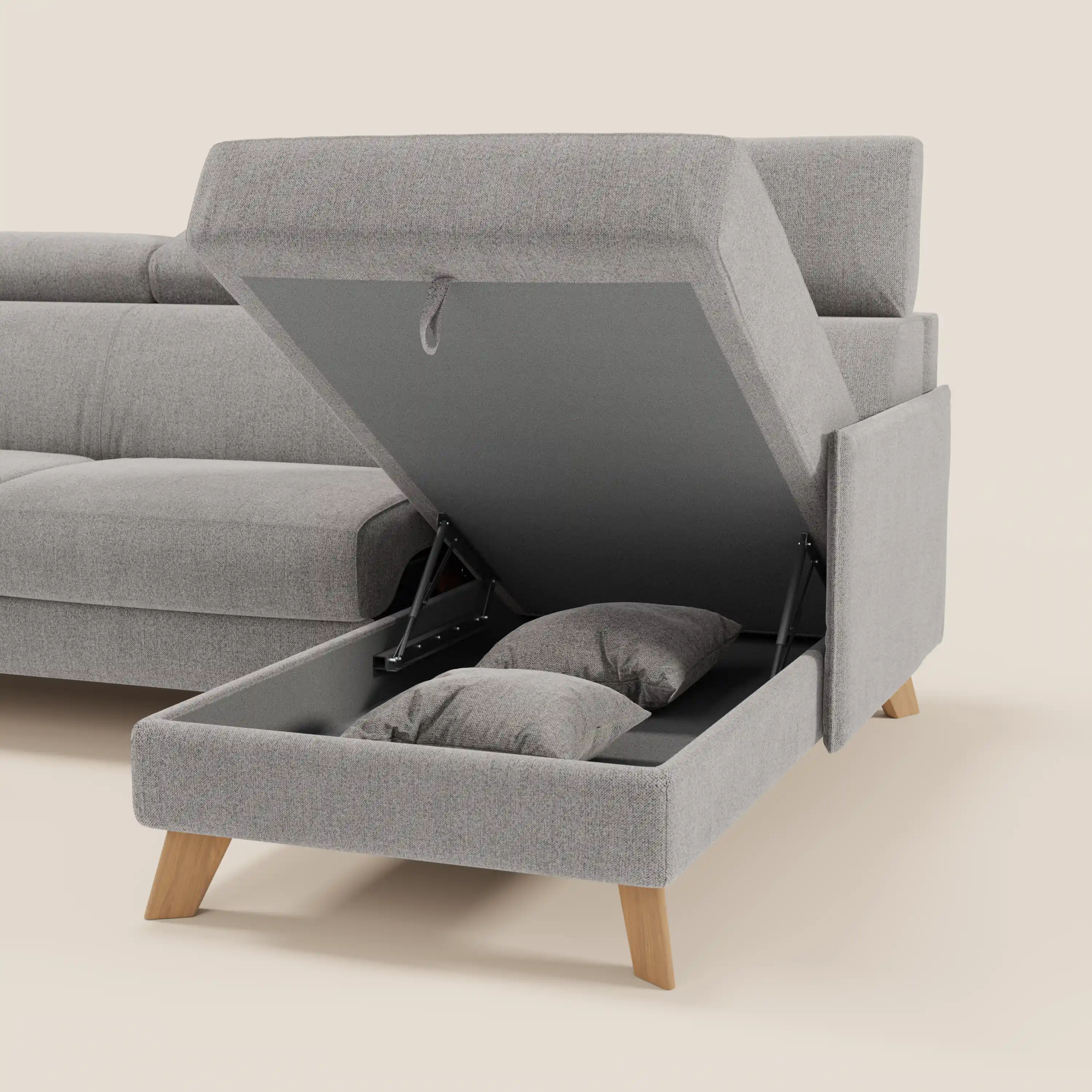 Sole Canapé d'angle convertible avec chaise longue avec coffre et têtières inclinables - tissu détachable T23 - Image 73