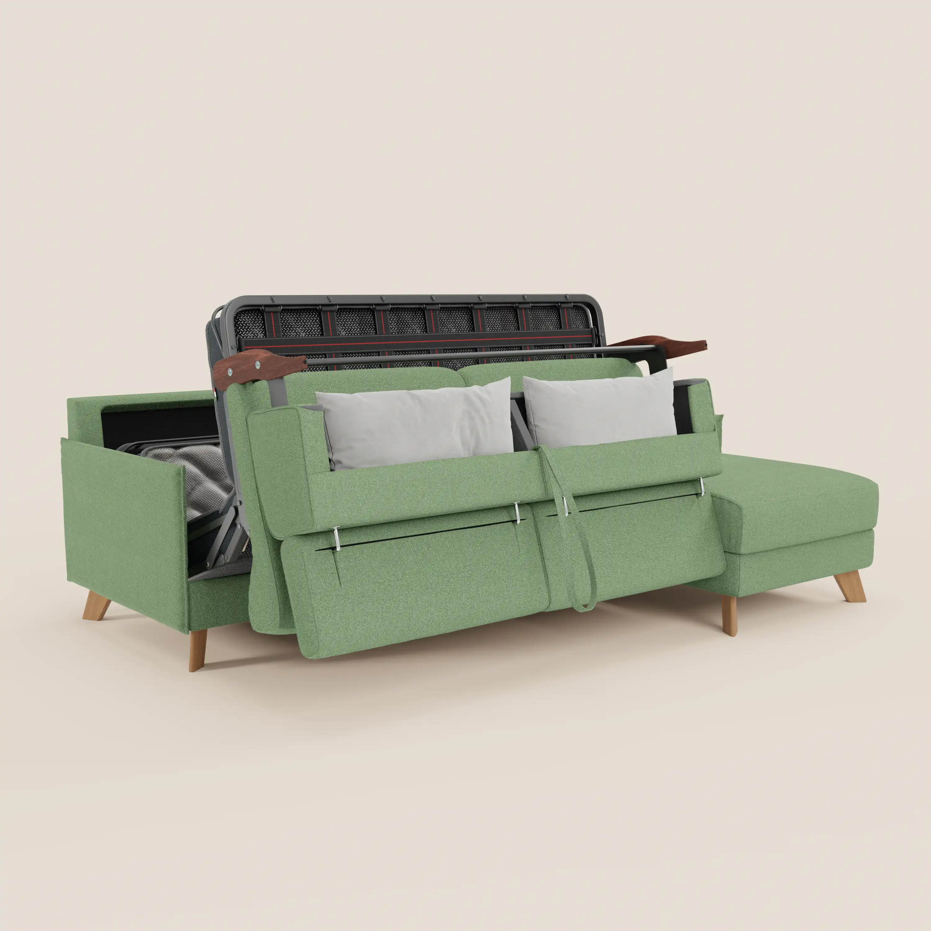 Sole Canapé d'angle convertible avec chaise longue avec coffre et têtières inclinables - tissu détachable T23 - Image 82