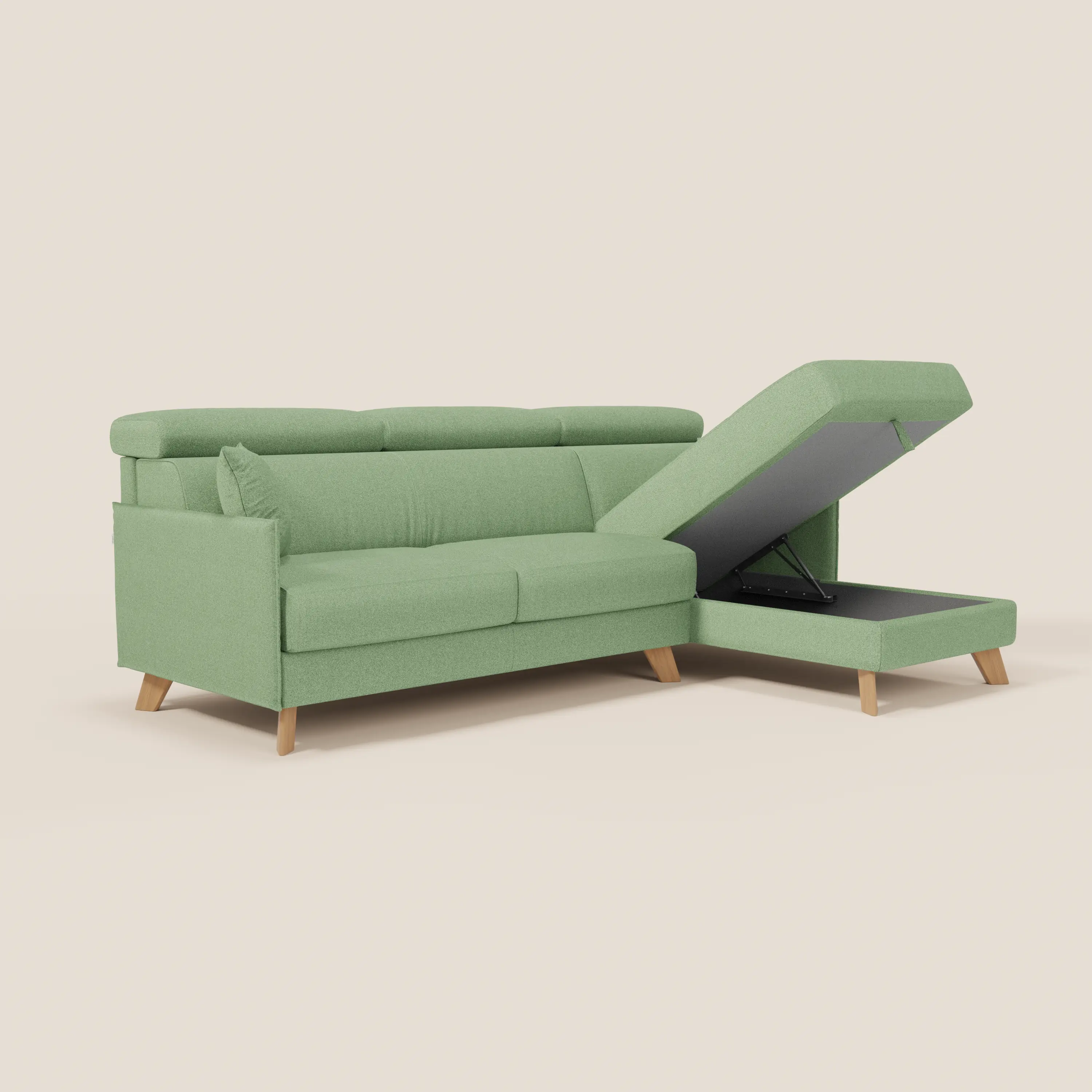 Sole Canapé d'angle convertible avec chaise longue avec coffre et têtières inclinables - tissu détachable T23 - Image 85