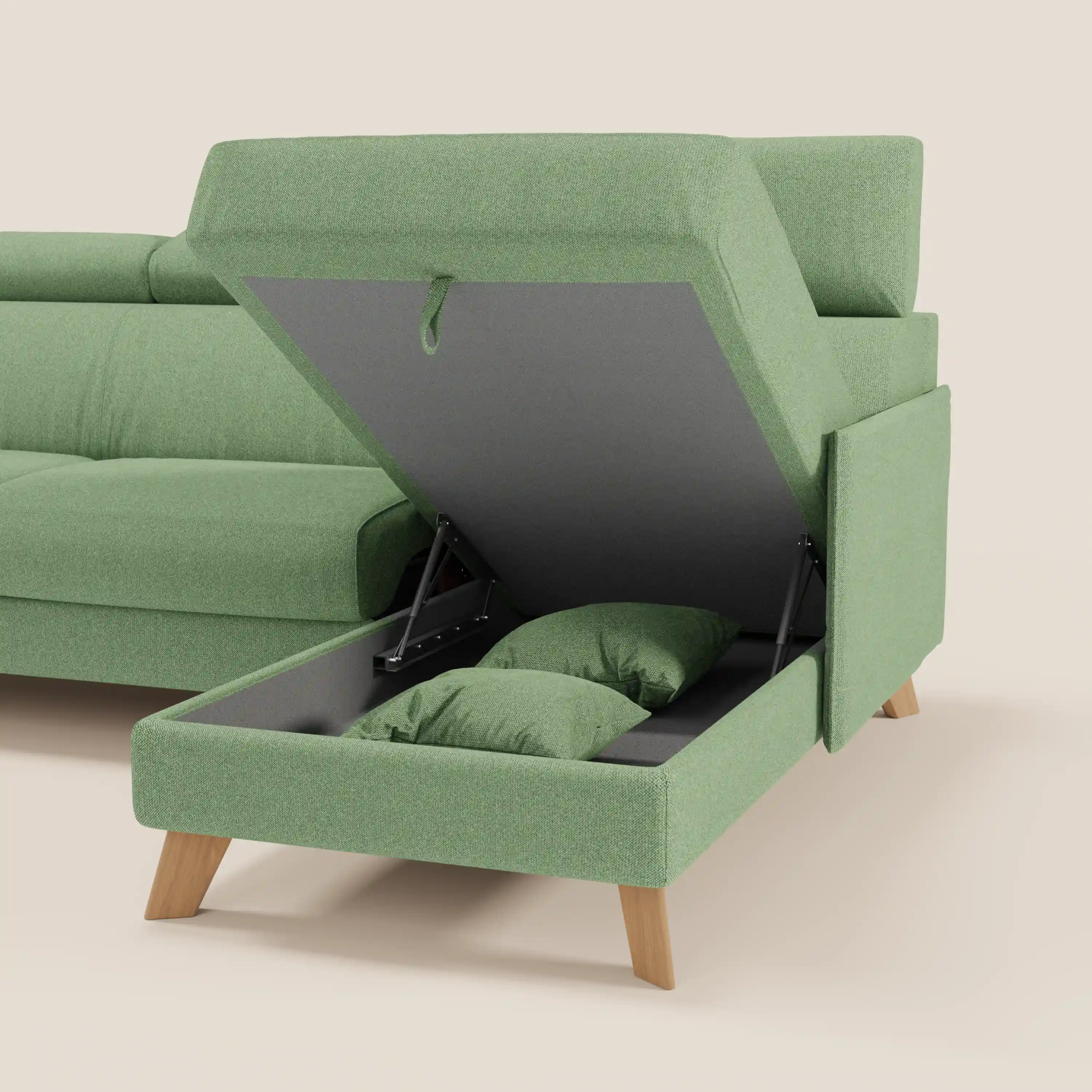 Sole Canapé d'angle convertible avec chaise longue avec coffre et têtières inclinables - tissu détachable T23 - Image 87