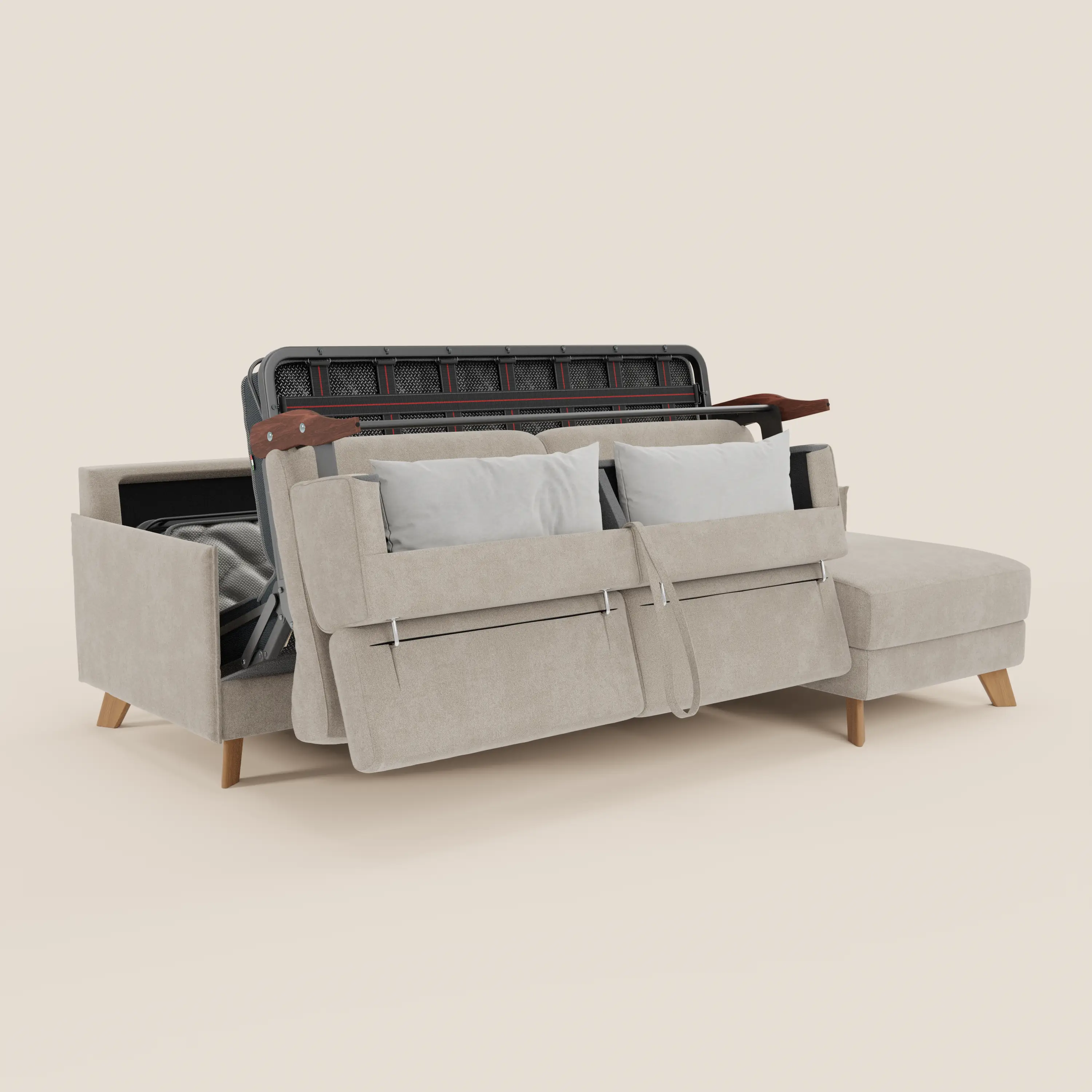 Sole Canapé d'angle convertible avec chaise longue avec coffre et têtières inclinables - tissu détachable T23 - Image 97