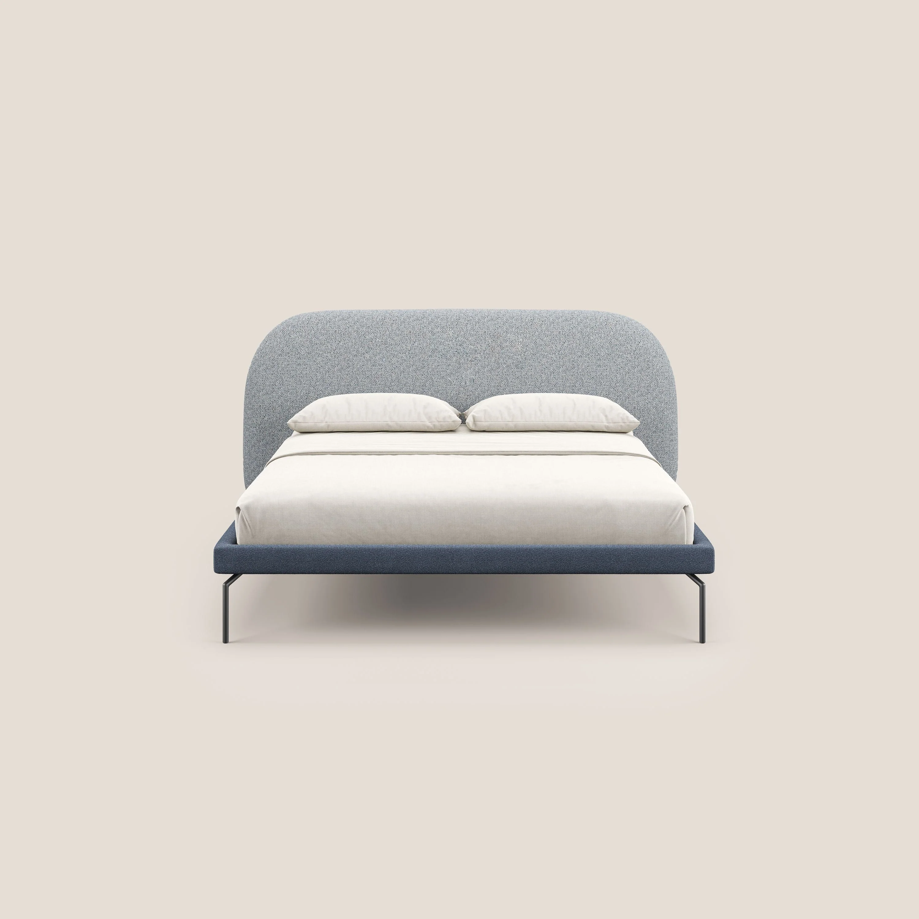 Soleil lit rembourré design avec pieds hauts en métal en bouclette détachable T12 bleu gris - Image 3
