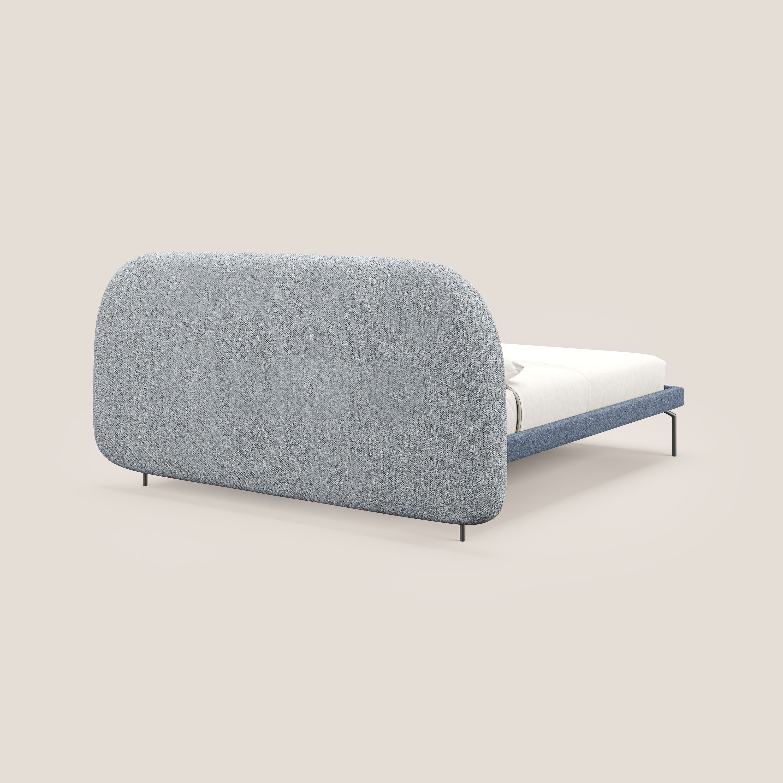 Soleil lit rembourré design avec pieds hauts en métal en bouclette détachable T12 bleu gris - Image 6