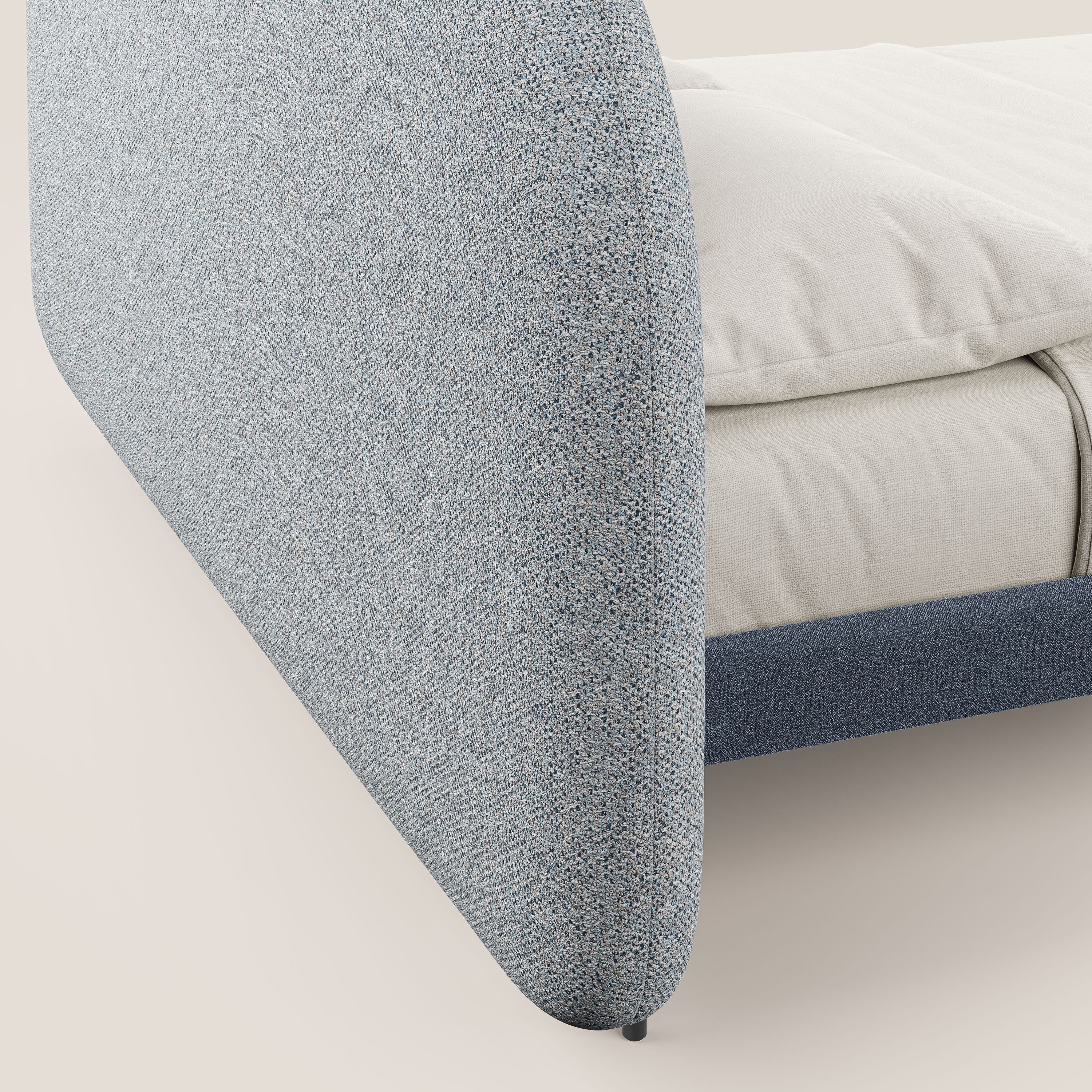 Soleil lit rembourré design avec pieds hauts en métal en bouclette détachable T12 bleu gris - Image 7