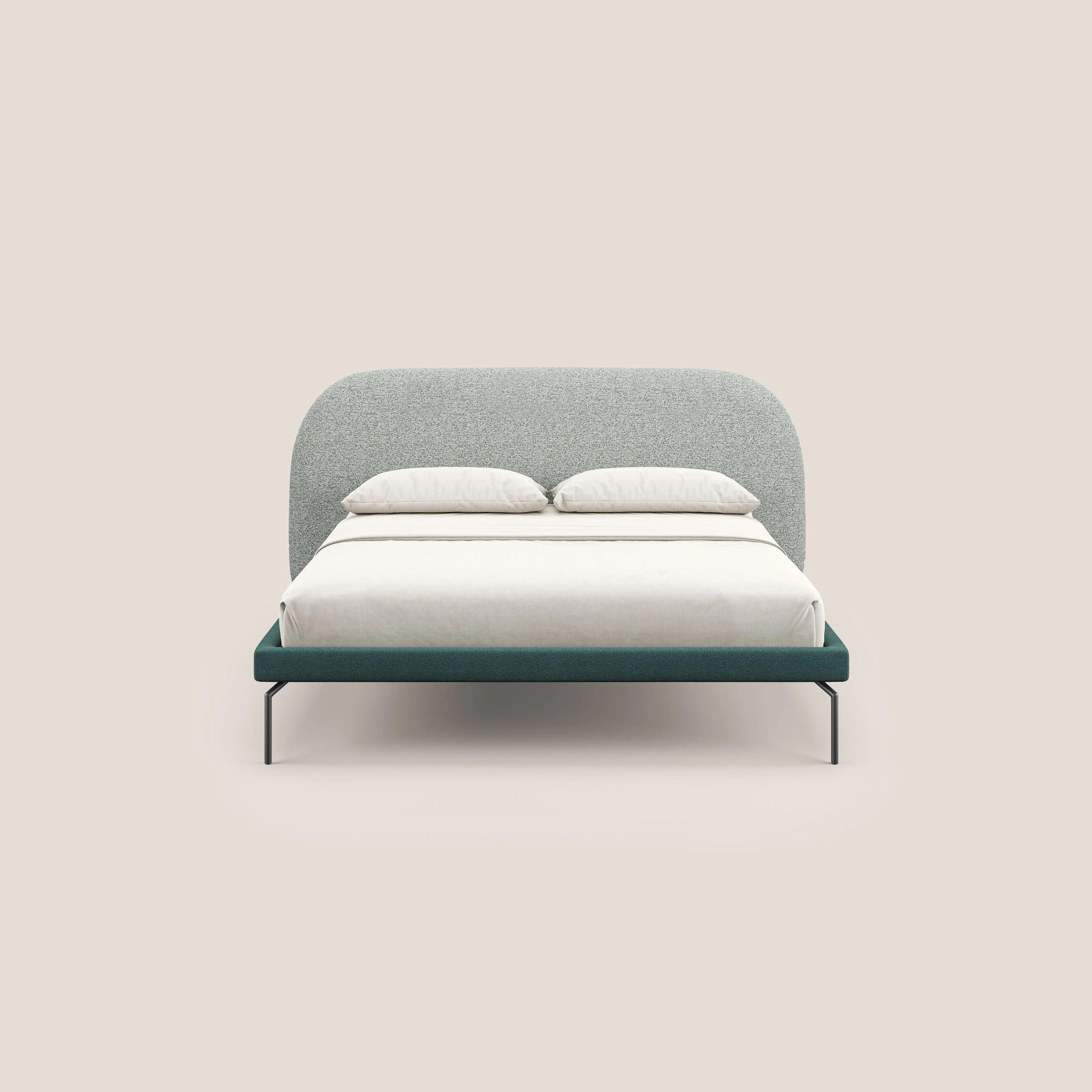 Soleil lit rembourré design avec pieds hauts en métal en bouclette détachable T12 vert - Image 2