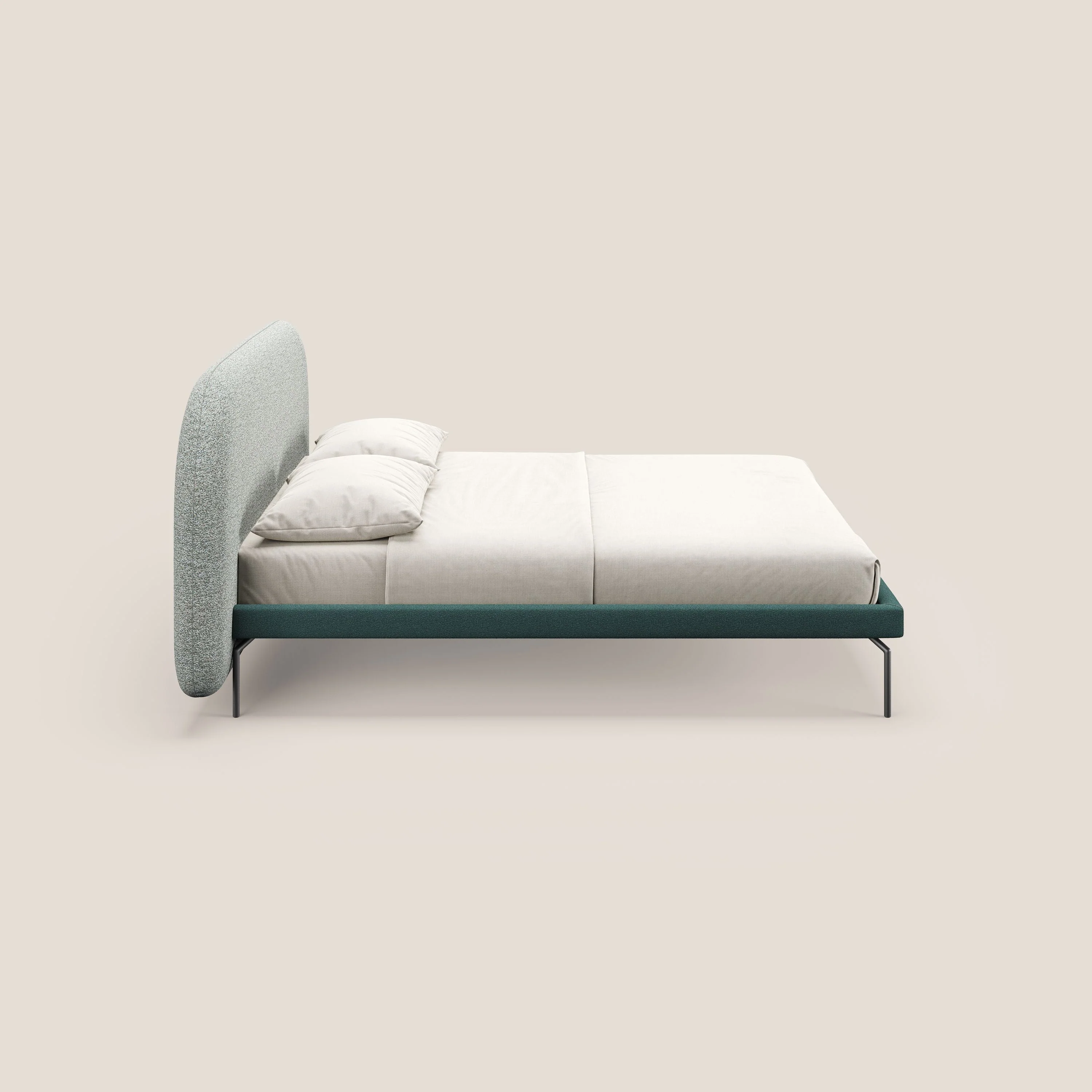 Soleil lit rembourré design avec pieds hauts en métal en bouclette détachable T12 vert - Image 3
