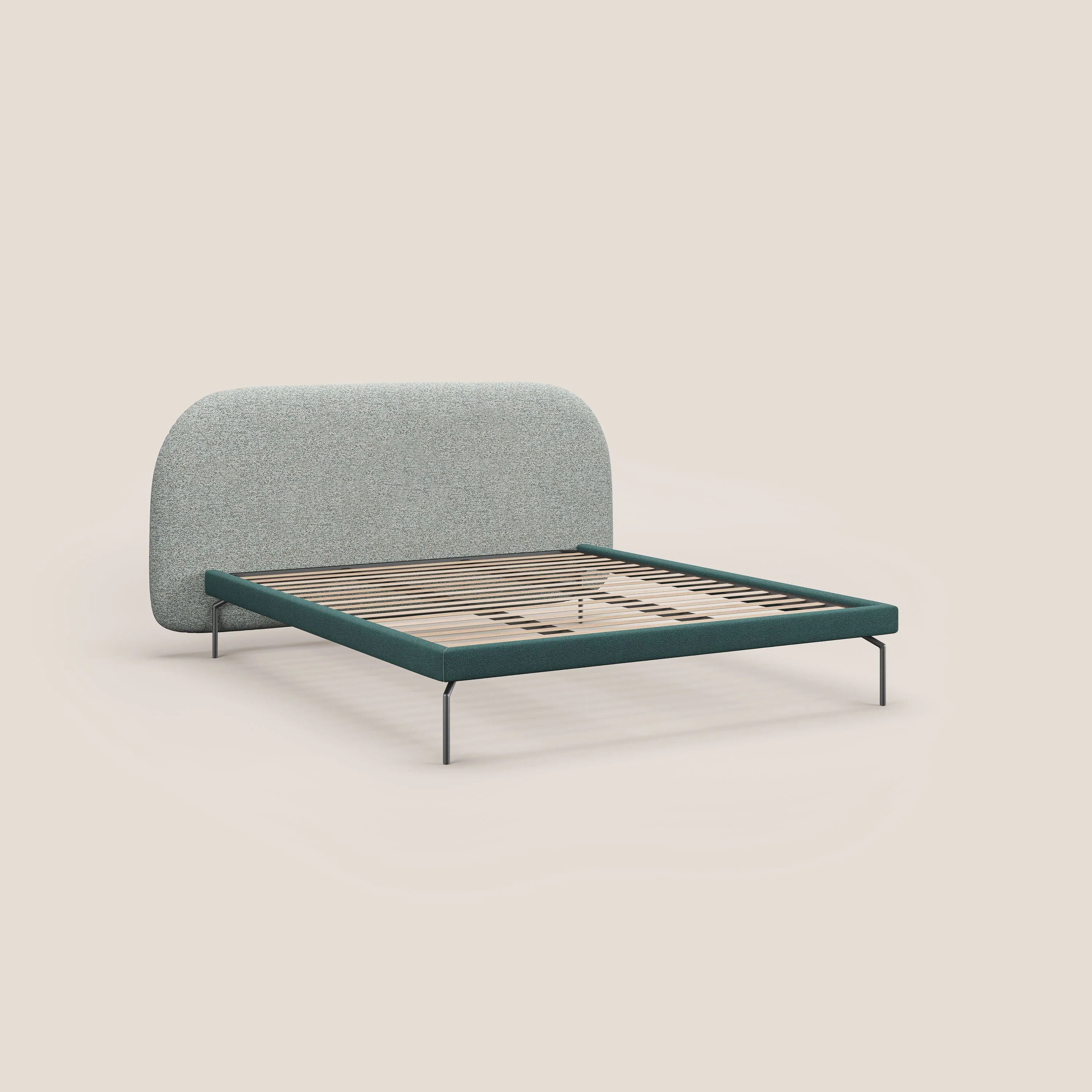 Soleil lit rembourré design avec pieds hauts en métal en bouclette détachable T12 vert - Image 7