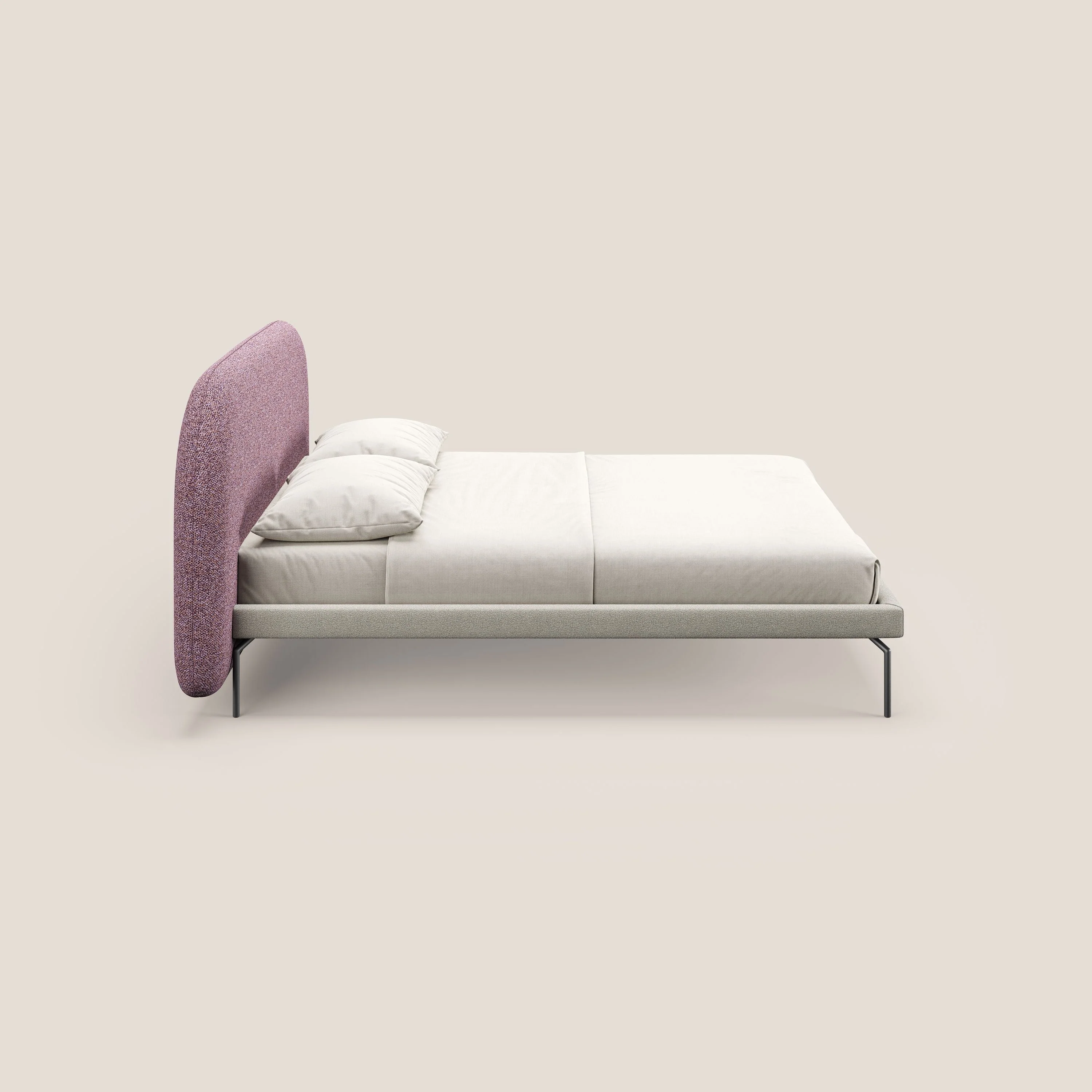 Soleil lit rembourré design avec pieds hauts en métal en bouclette détachable T12 violet - Image 3