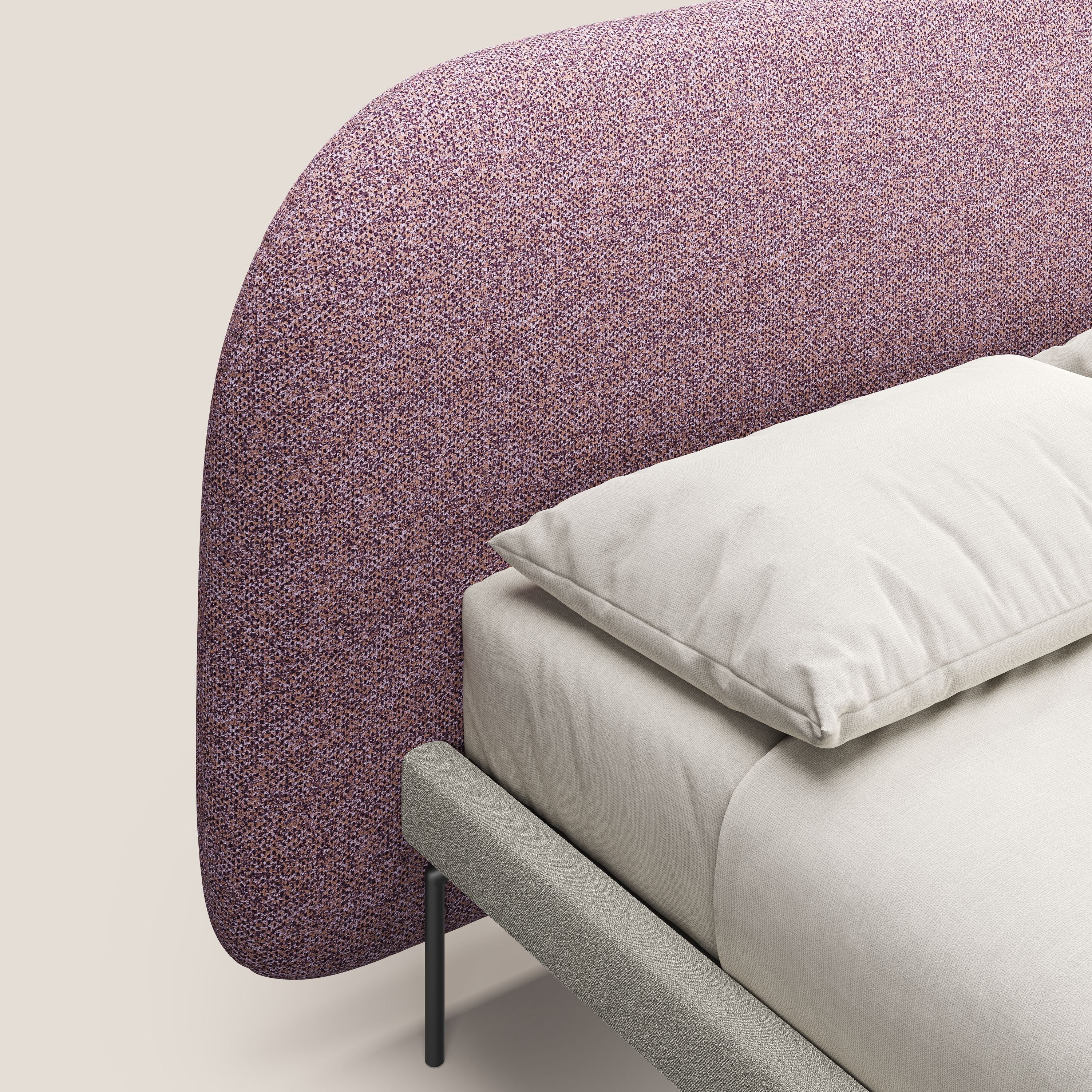 Soleil lit rembourré design avec pieds hauts en métal en bouclette détachable T12 violet - Image 4