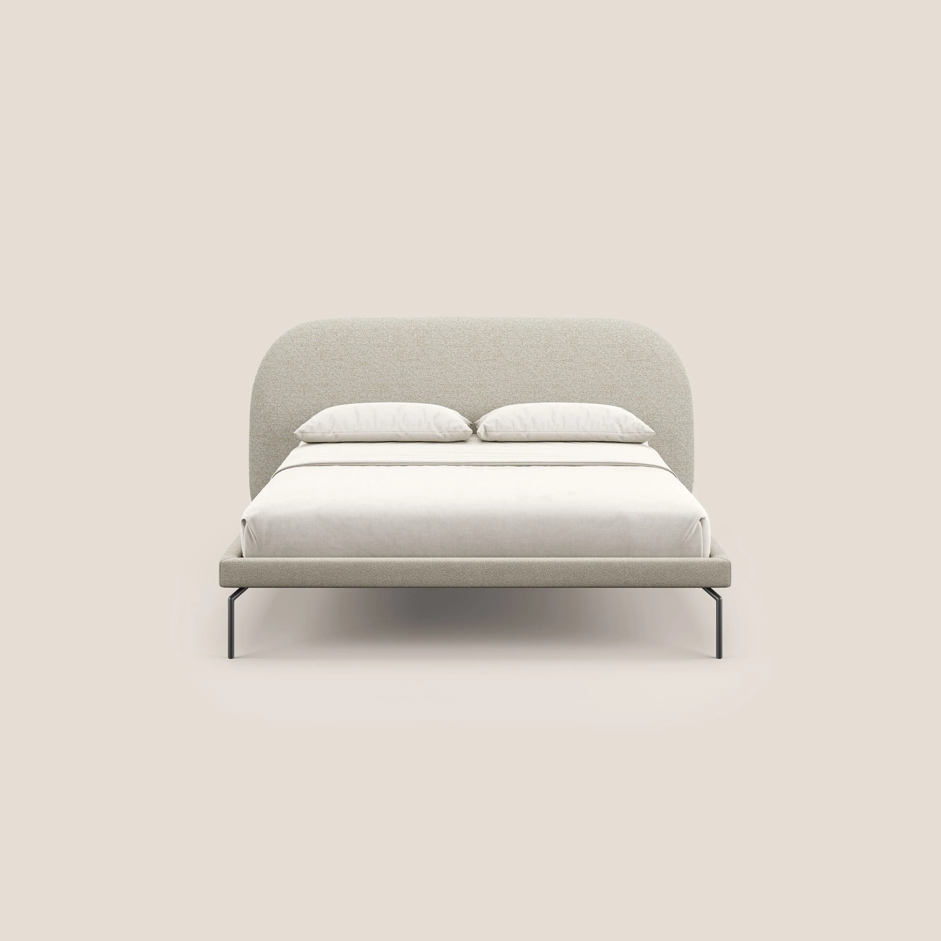 Soleil lit rembourré design avec pieds hauts en métal en bouclette détachable T12 crème - Image 2