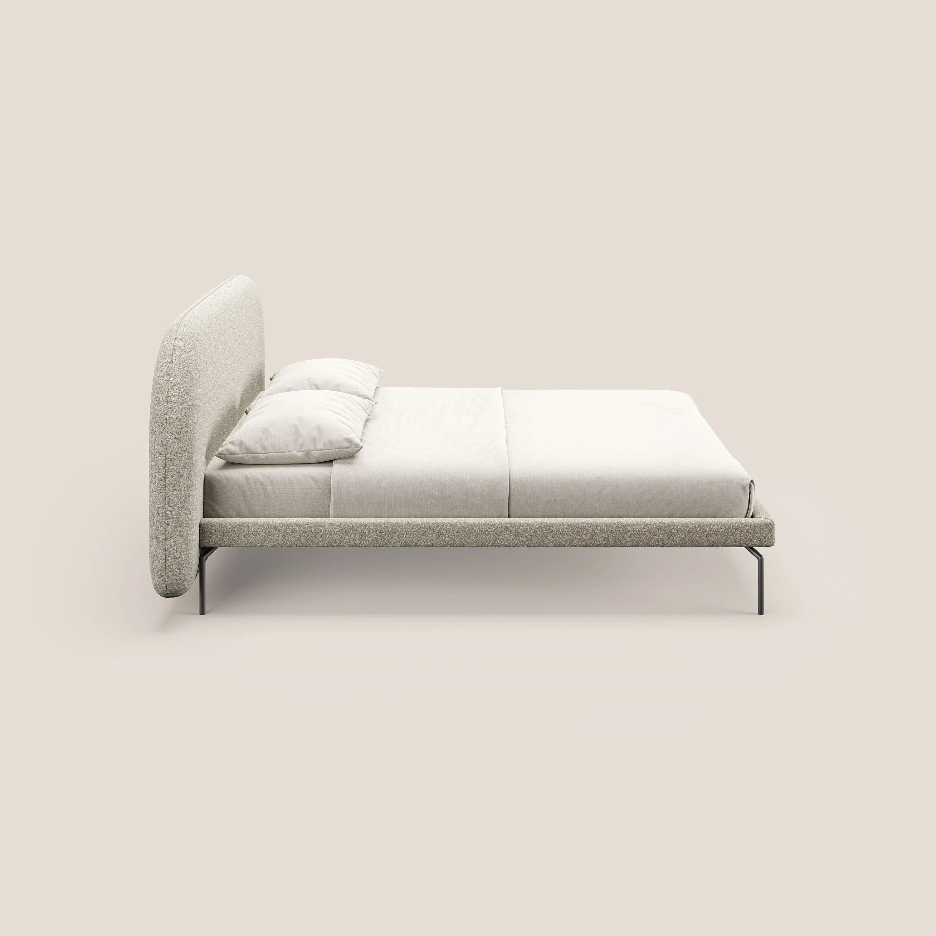 Soleil lit rembourré design avec pieds hauts en métal en bouclette détachable T12 crème - Image 3