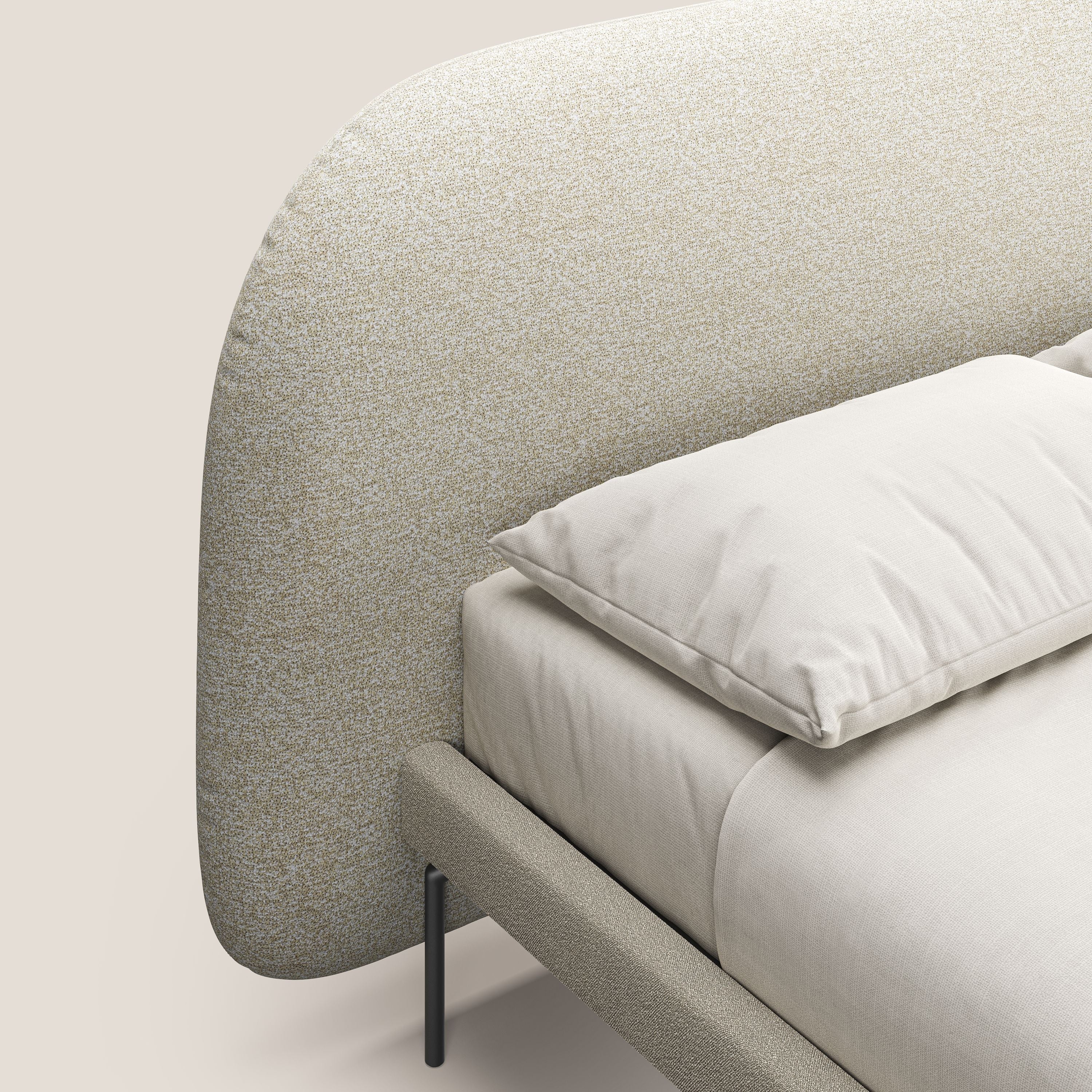 Soleil lit rembourré design avec pieds hauts en métal en bouclette détachable T12 crème - Image 4