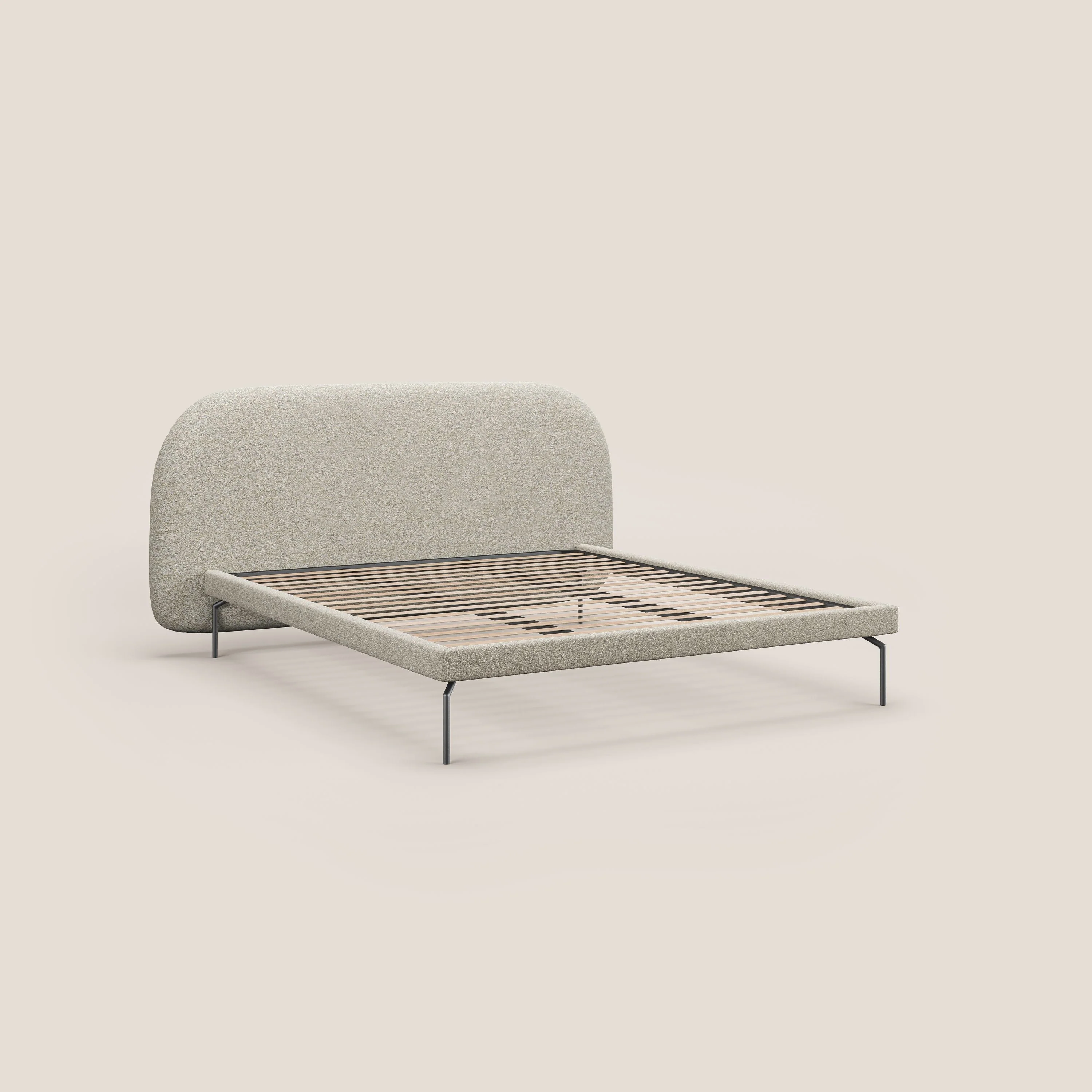 Soleil lit rembourré design avec pieds hauts en métal en bouclette détachable T12 crème - Image 7