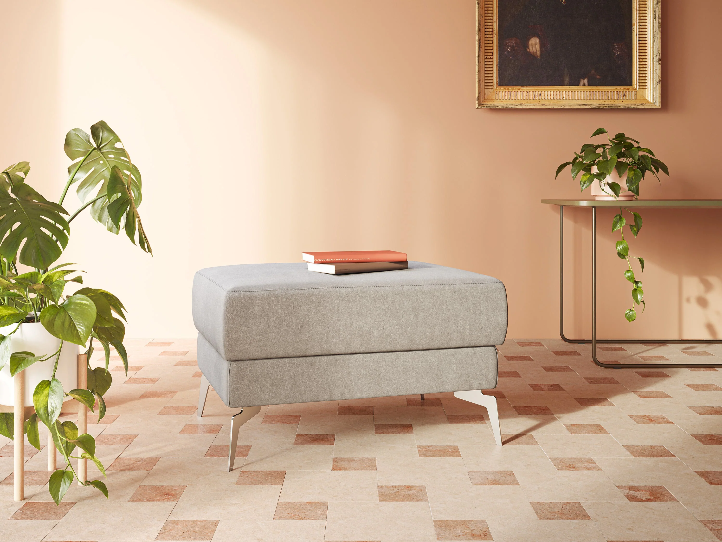Star Pouf avec pieds hauts en microfibre imperméable T11 gris - Image 8