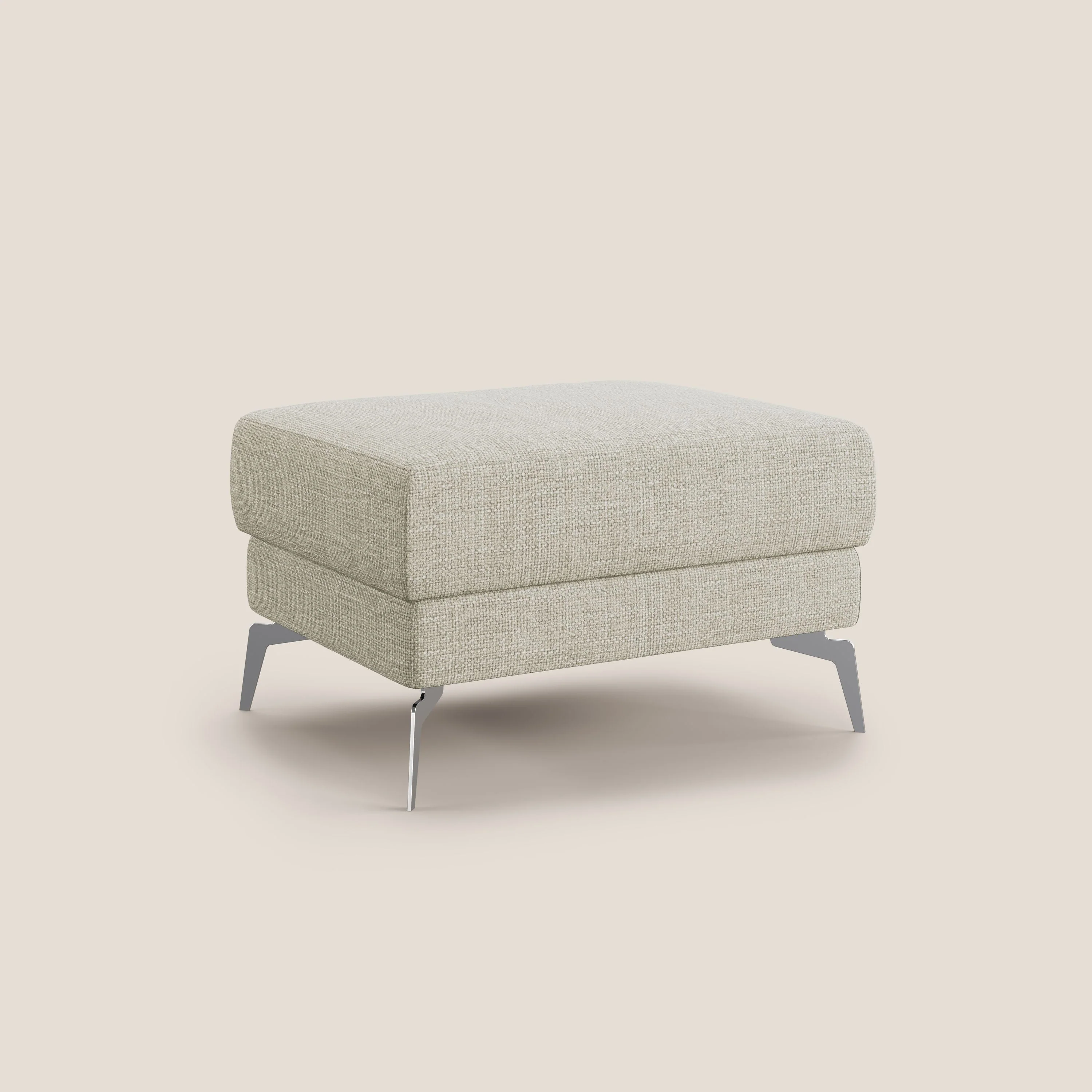 Star Pouf avec pieds hauts en tissu imperméable doux entrelacé T06 crème - Image 3
