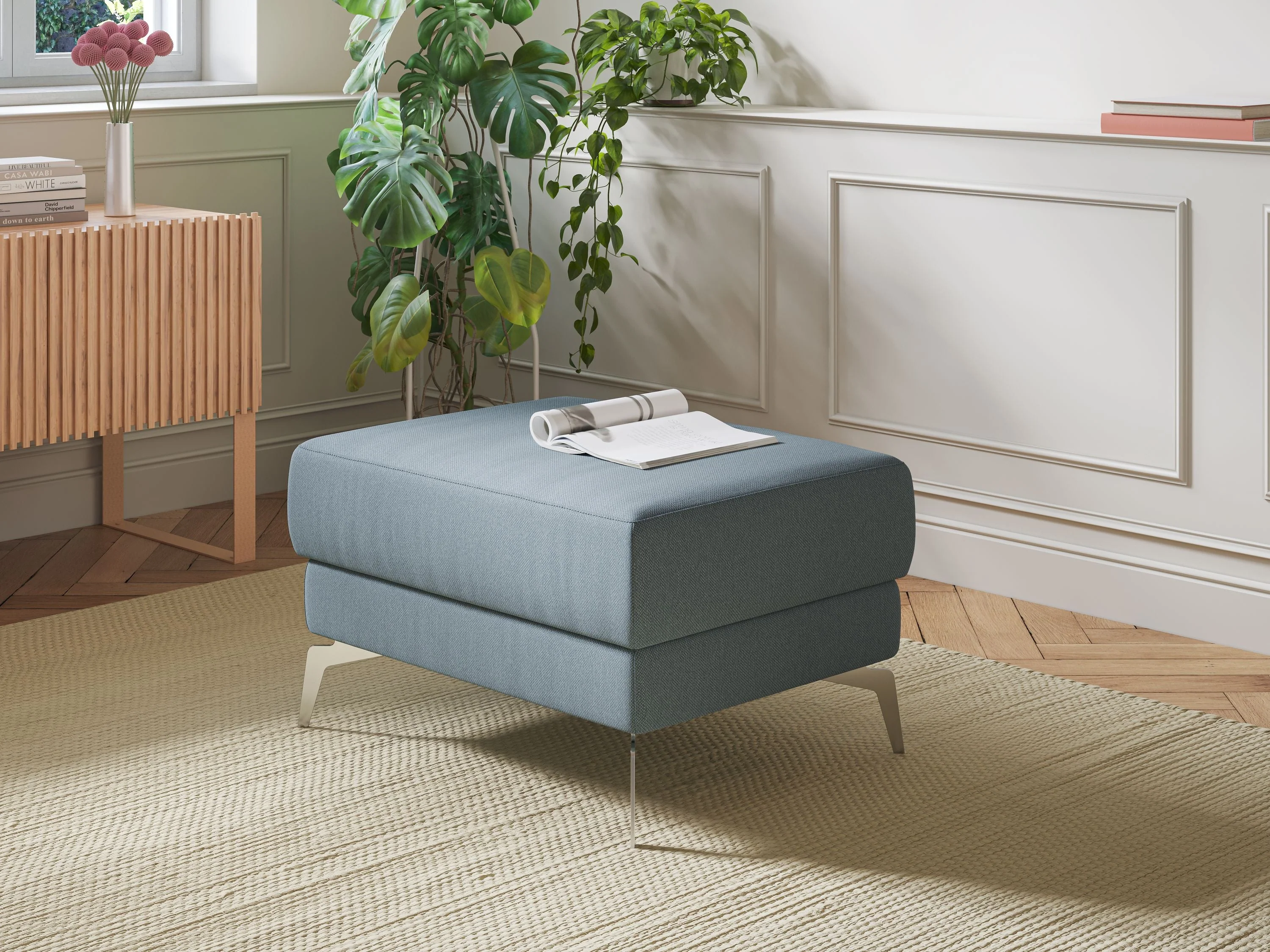 Star Pouf avec pieds hauts en tissu détachable T05 rouge - Image 8