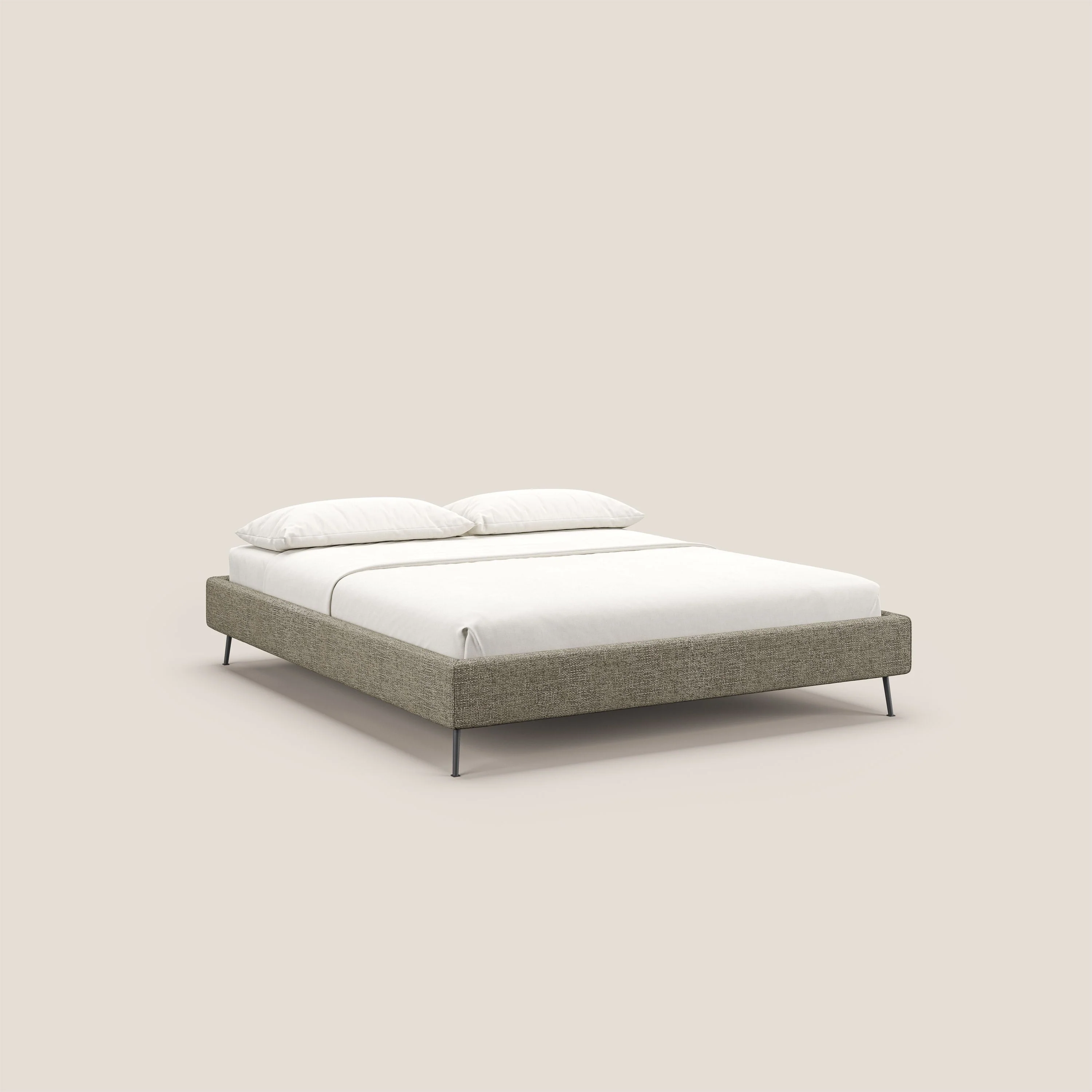 Steve sommier avec pieds hauts en tissu imperméable T10 Taupe tortora