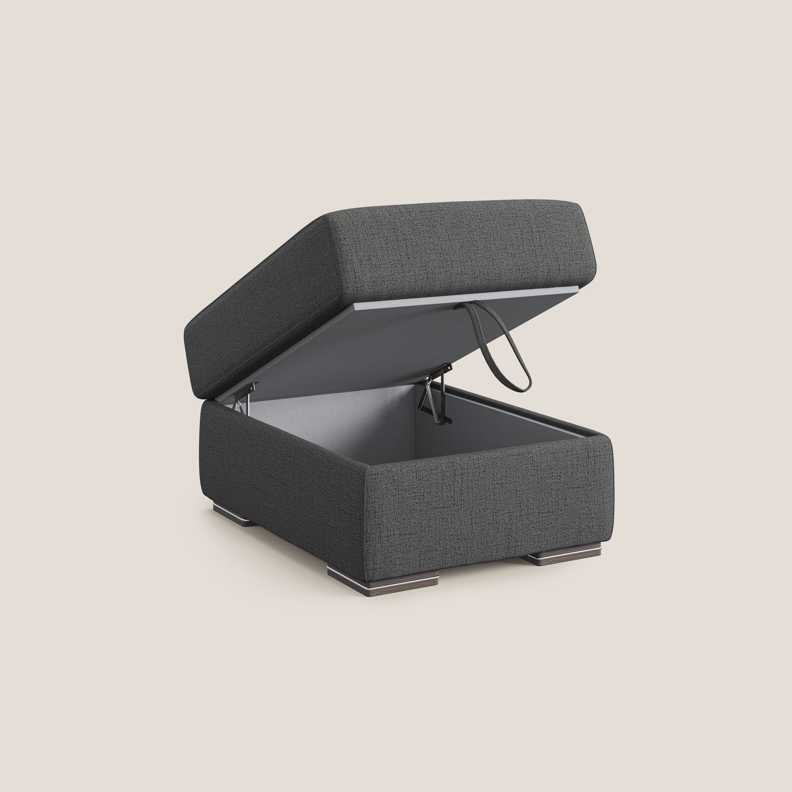 Sun pouf coffre en tissu imperméable flammé T03 gris - Image 6
