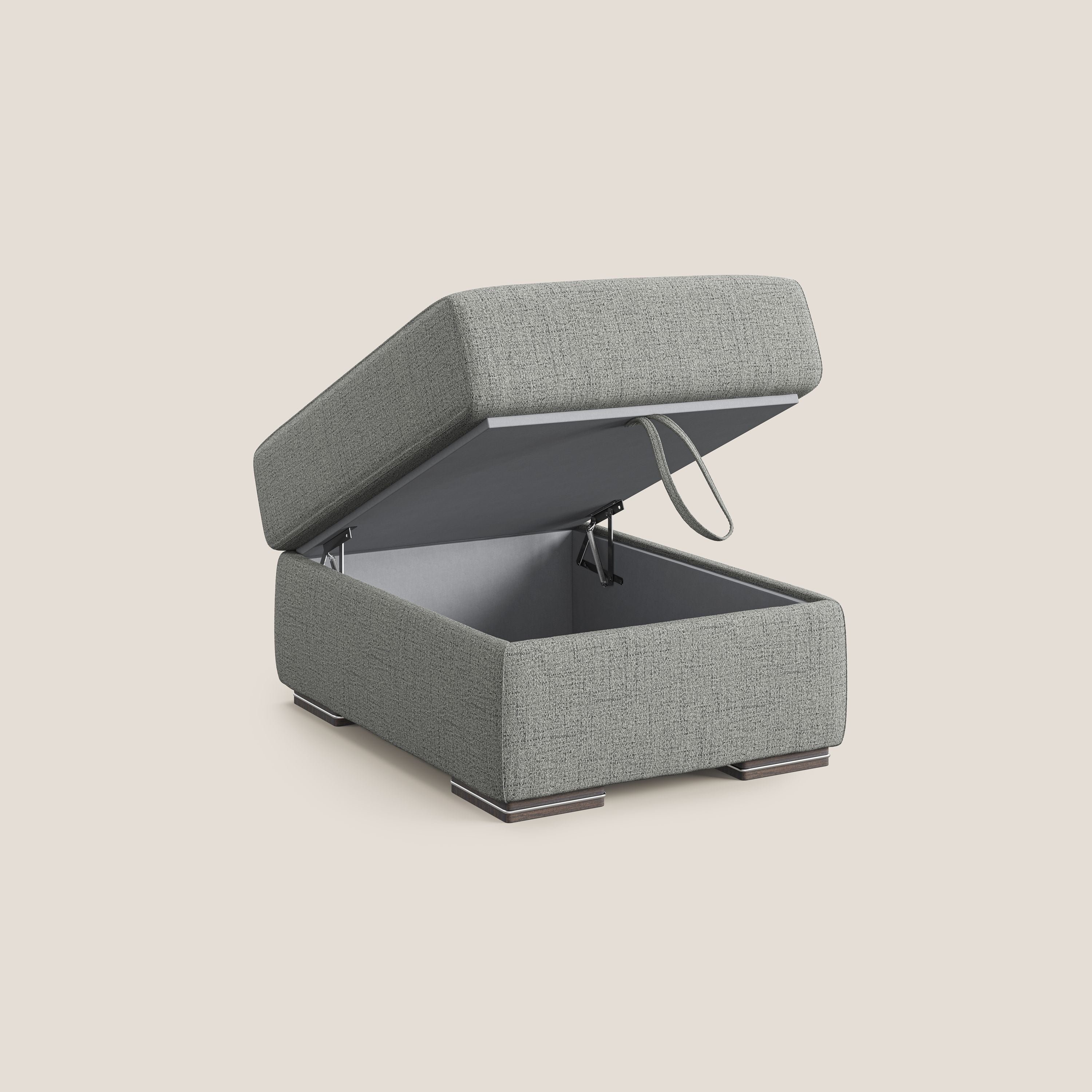 Sun pouf coffre en tissu imperméable flammé T03 gris clair - Image 6