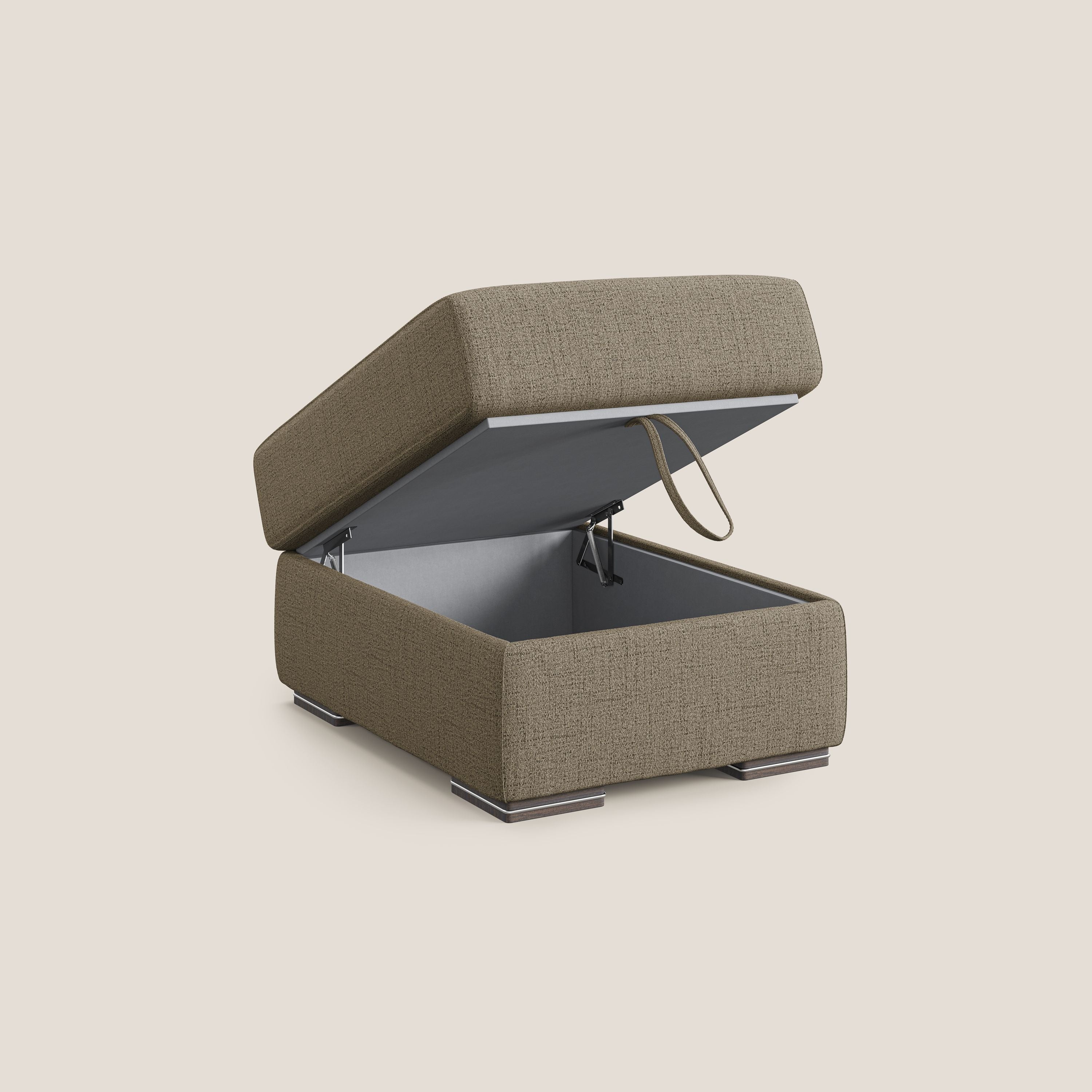 Sun pouf coffre en tissu imperméable flammé T03 marron - Image 6