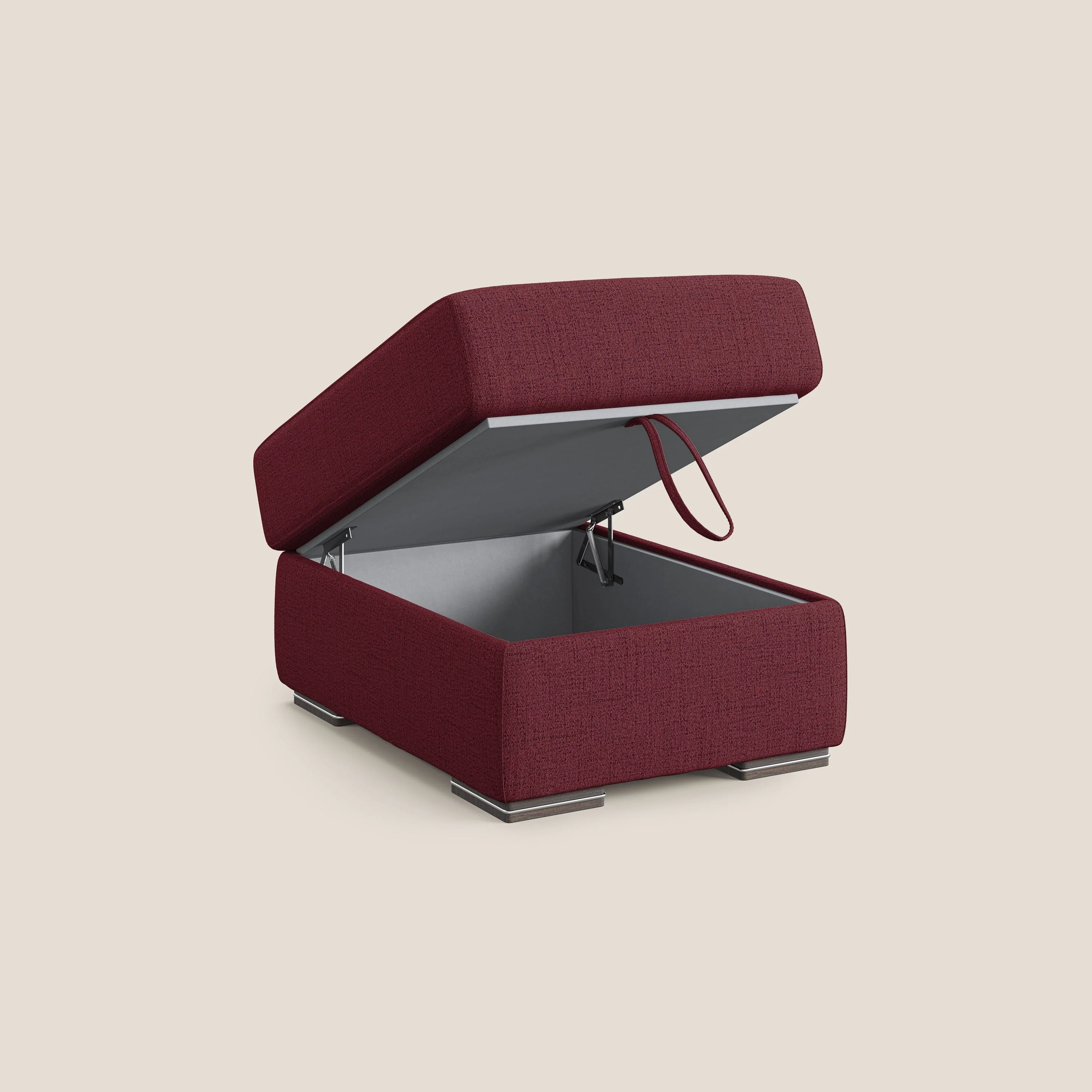 Sun pouf coffre en tissu imperméable flammé T03 rouge - Image 6