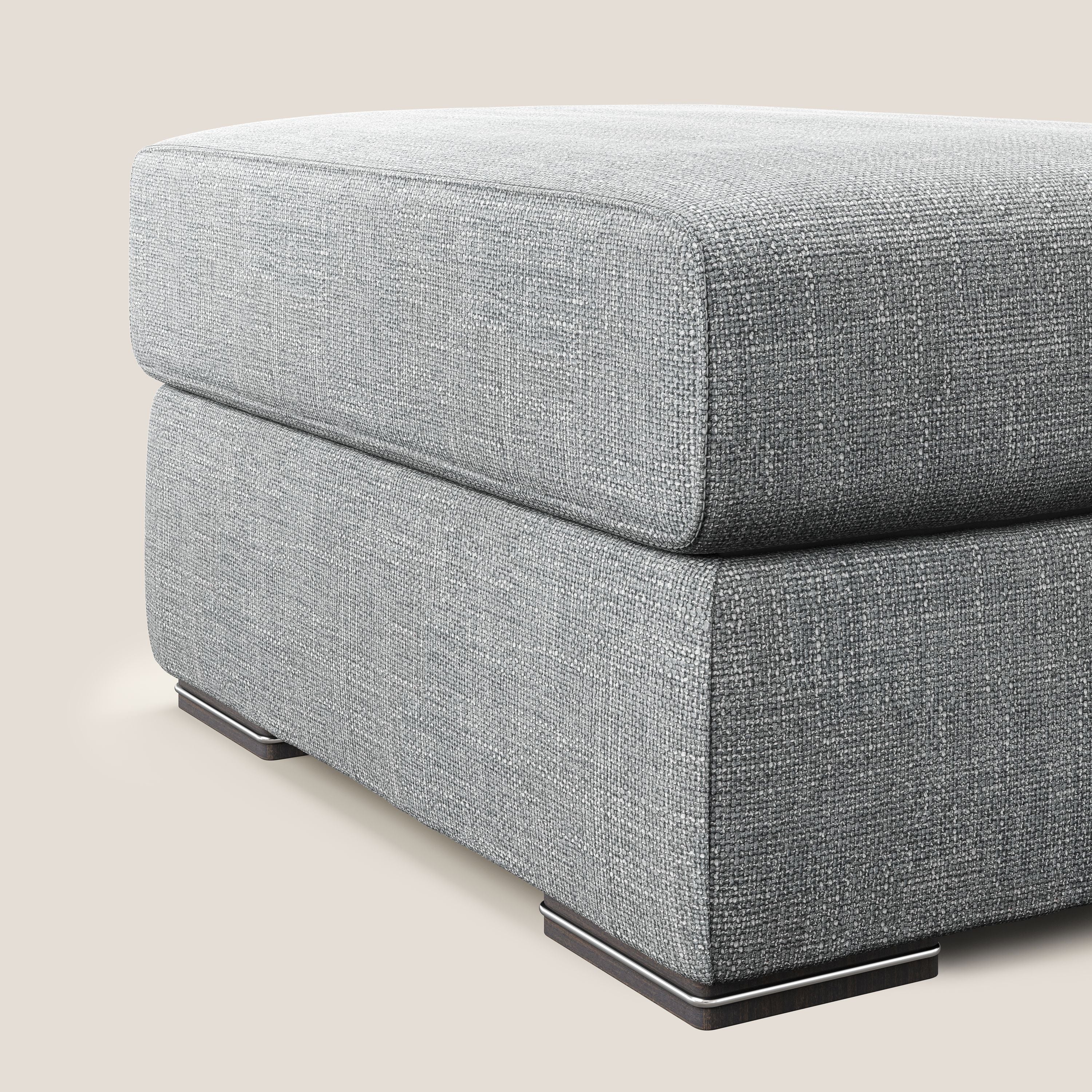 Sun pouf coffre en tissu imperméable doux entrelacé T06 gris - Image 3