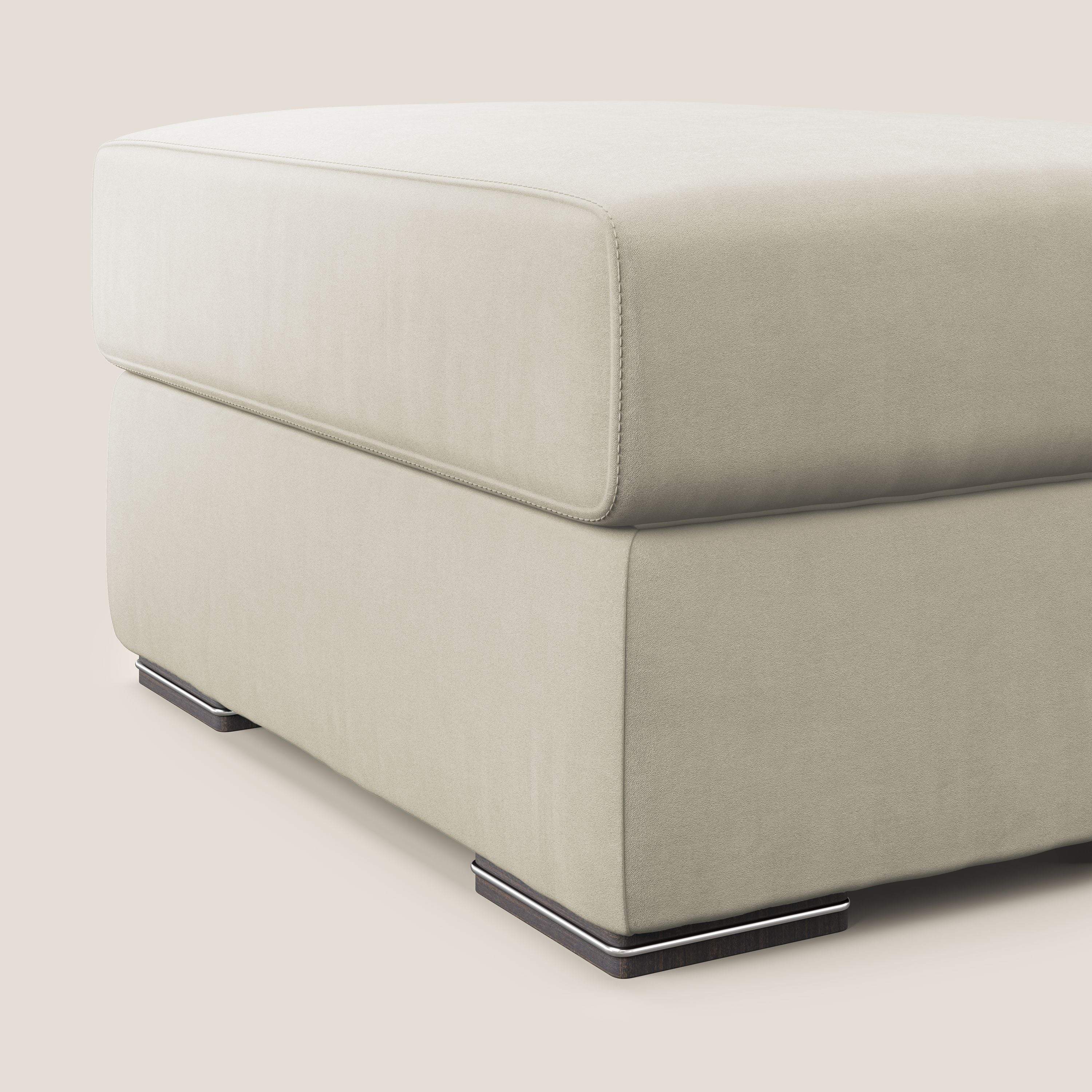Sun pouf coffre en microfibre détachable T11 crème - Image 3