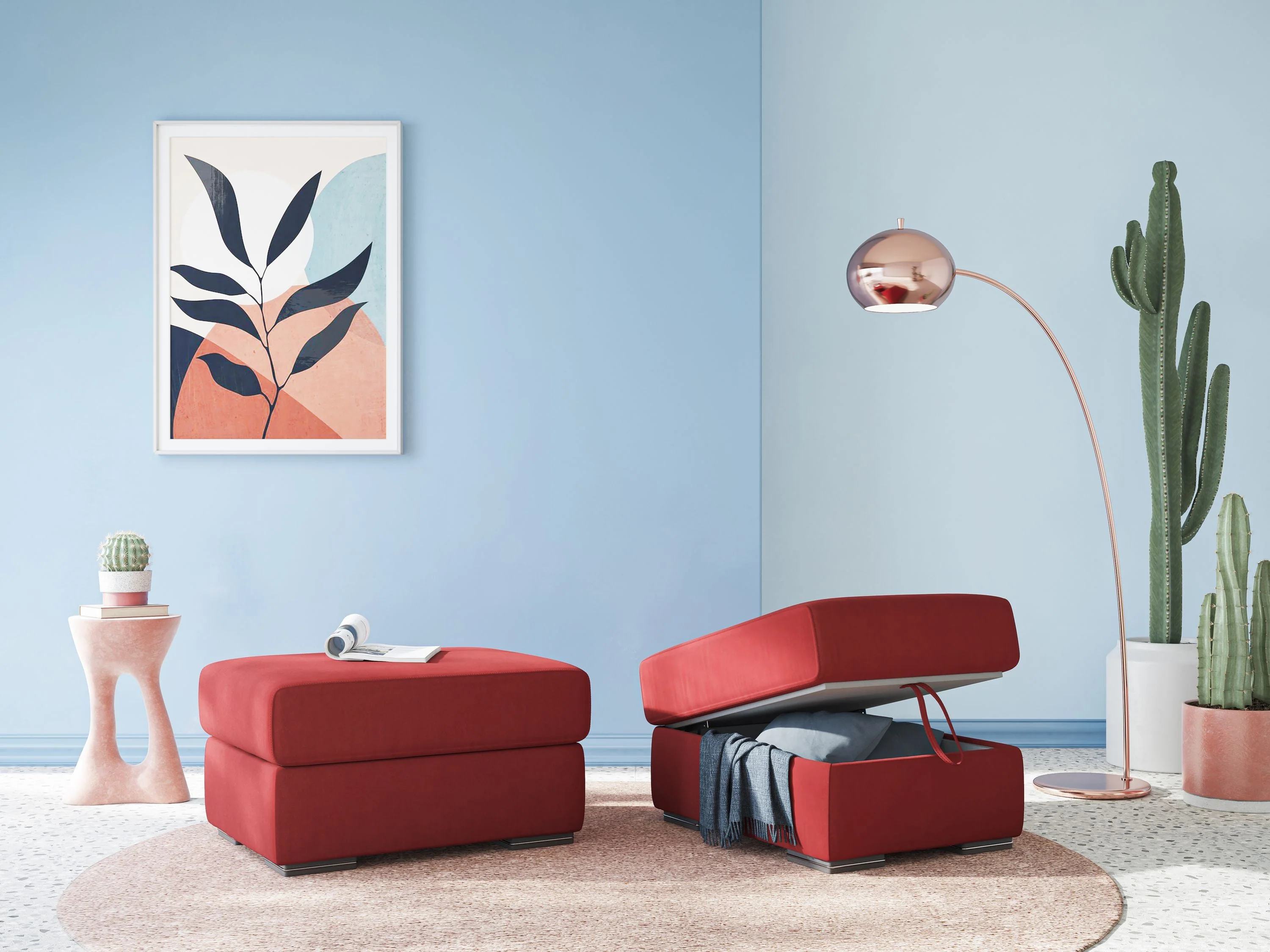 Sun pouf coffre en microfibre détachable T11 gris - Image 10