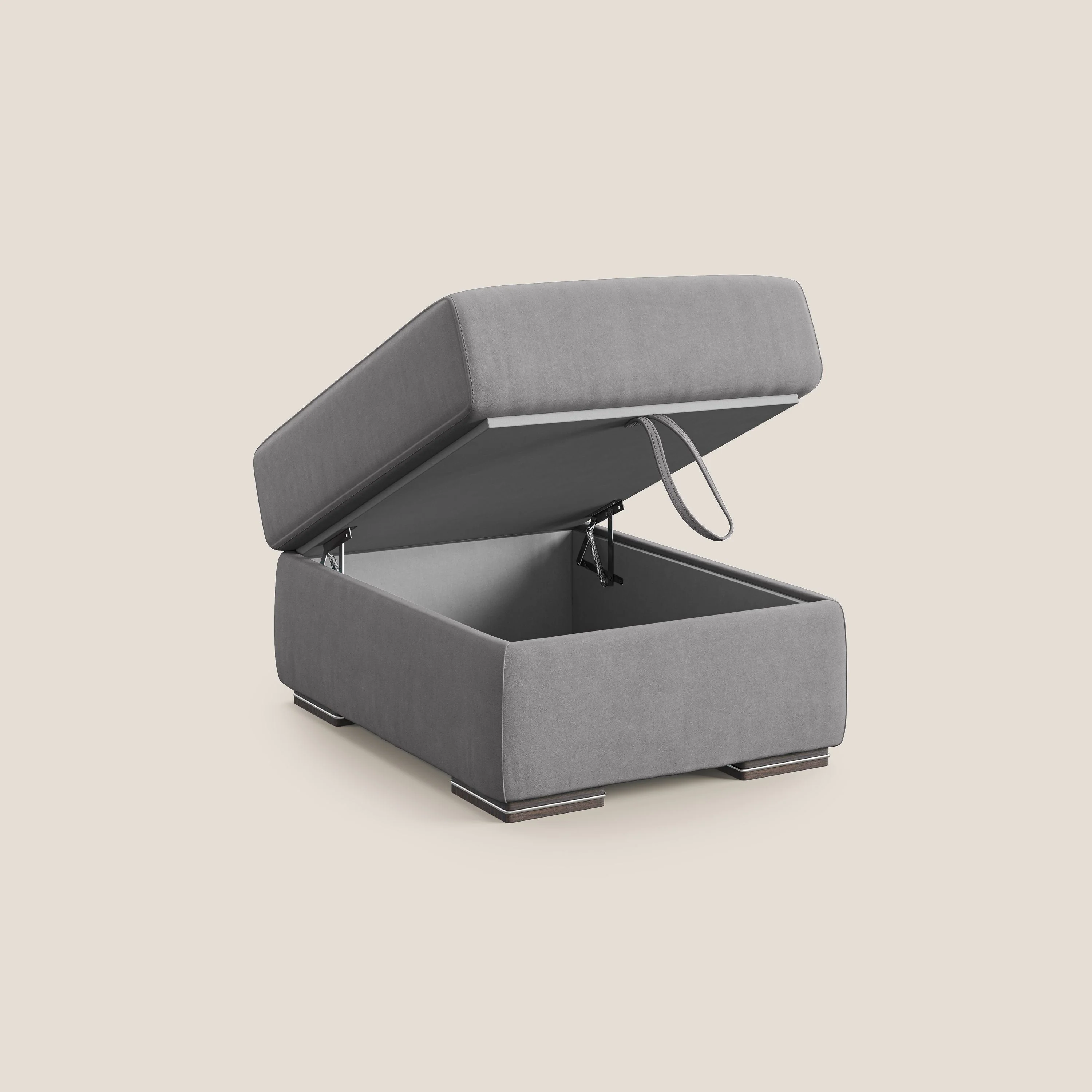 Sun pouf coffre en microfibre détachable T11 gris - Image 6