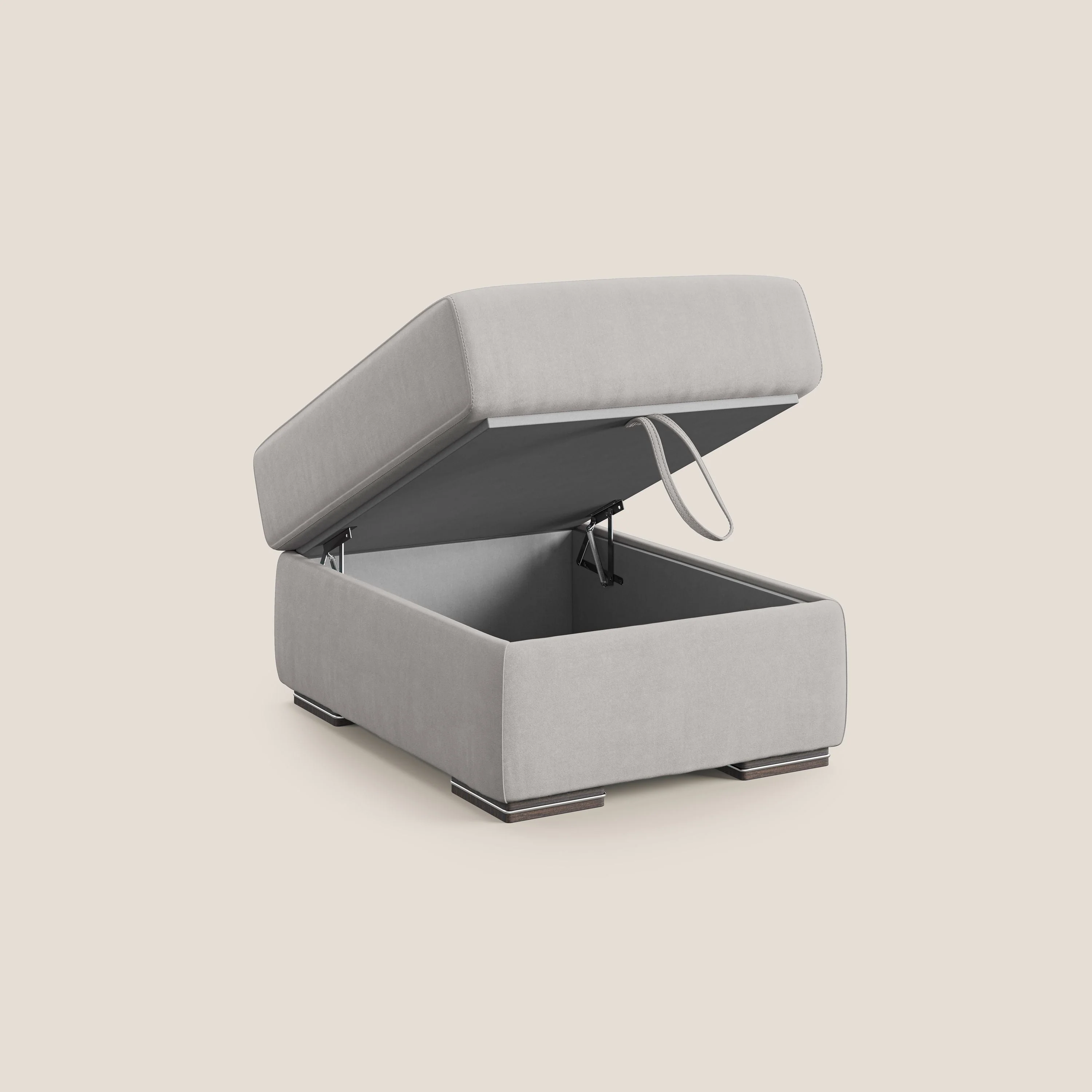 Sun pouf coffre en microfibre détachable T11 gris clair - Image 6