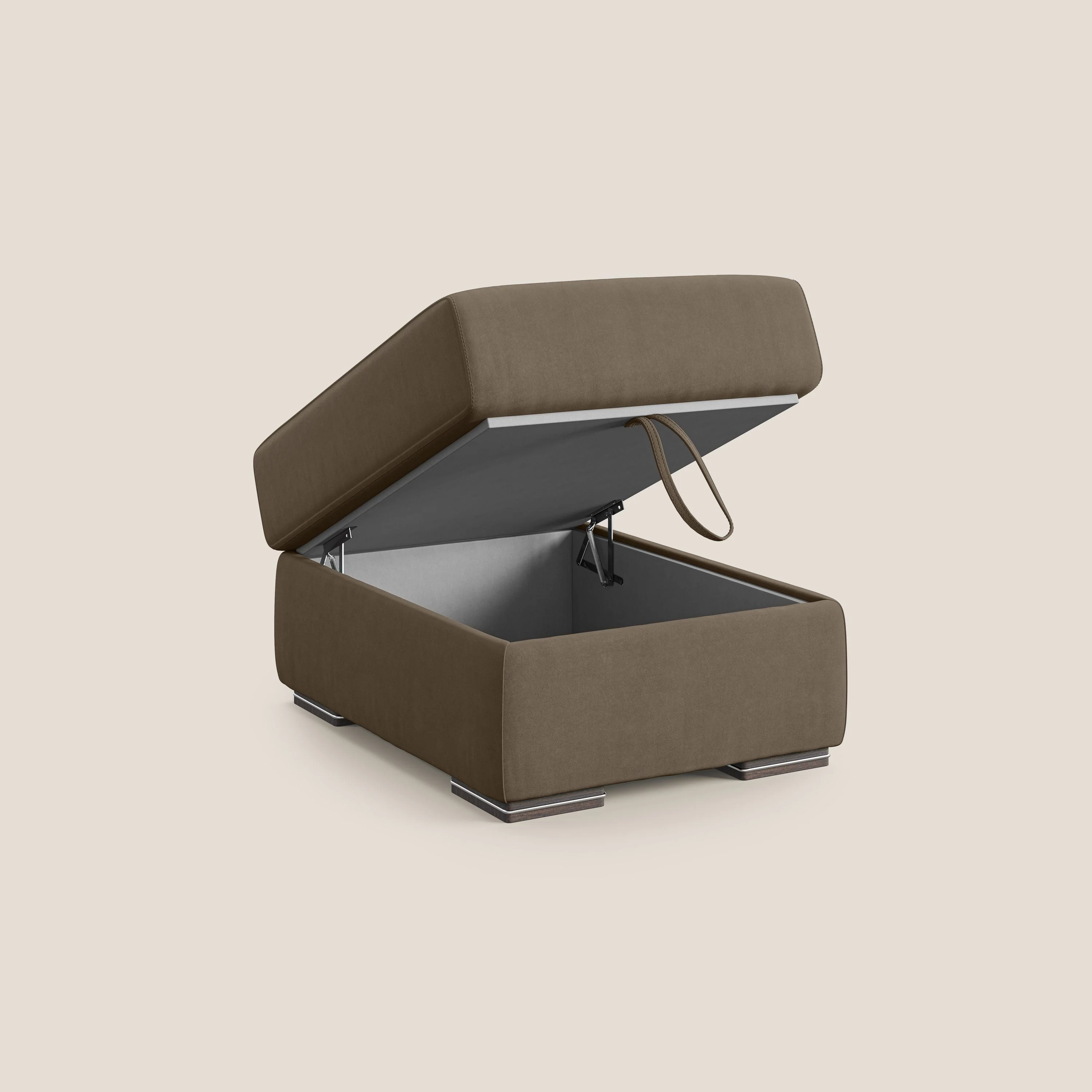Sun pouf coffre en microfibre détachable T11 marron - Image 6