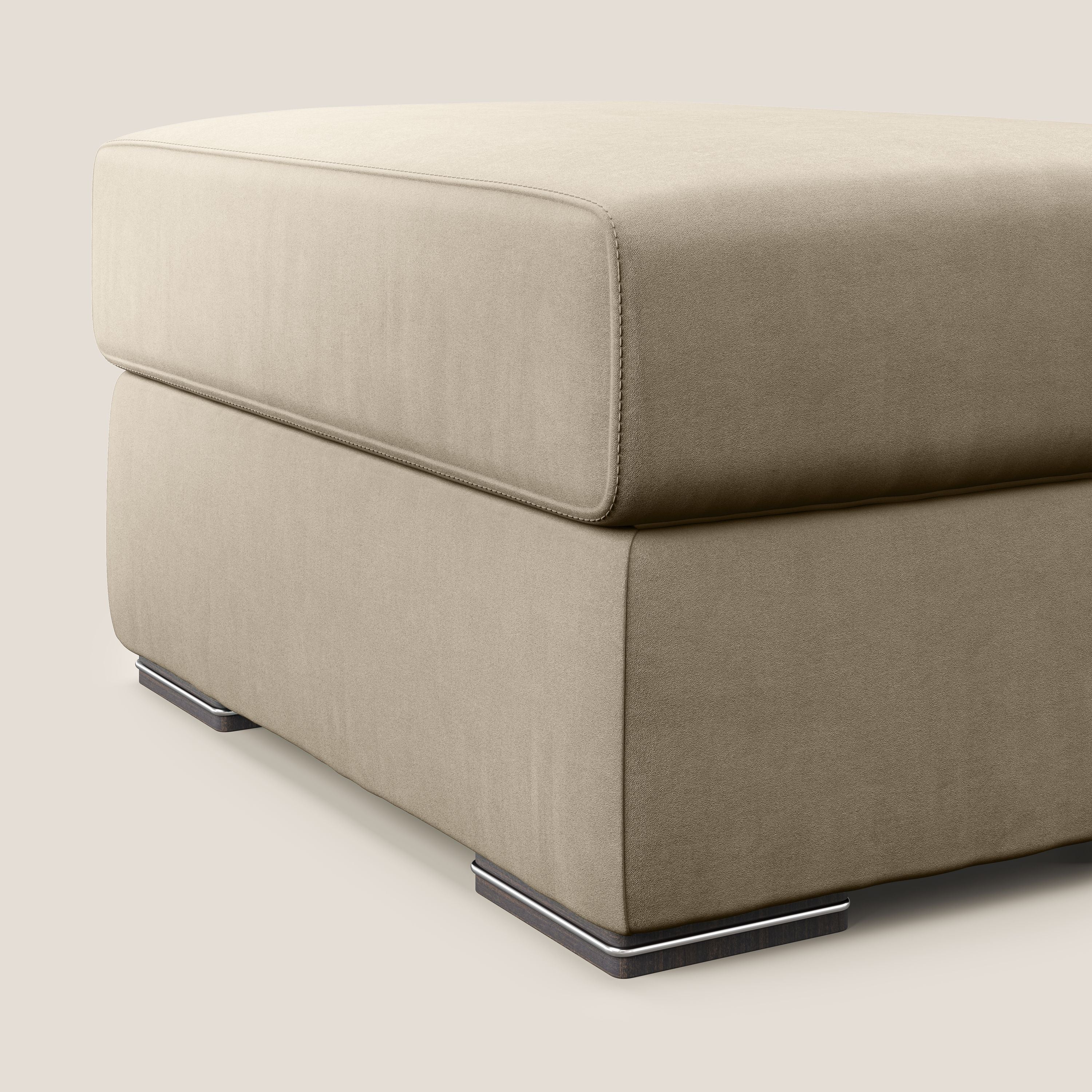 Sun pouf coffre en microfibre détachable T11 Taupe tortora - Image 3