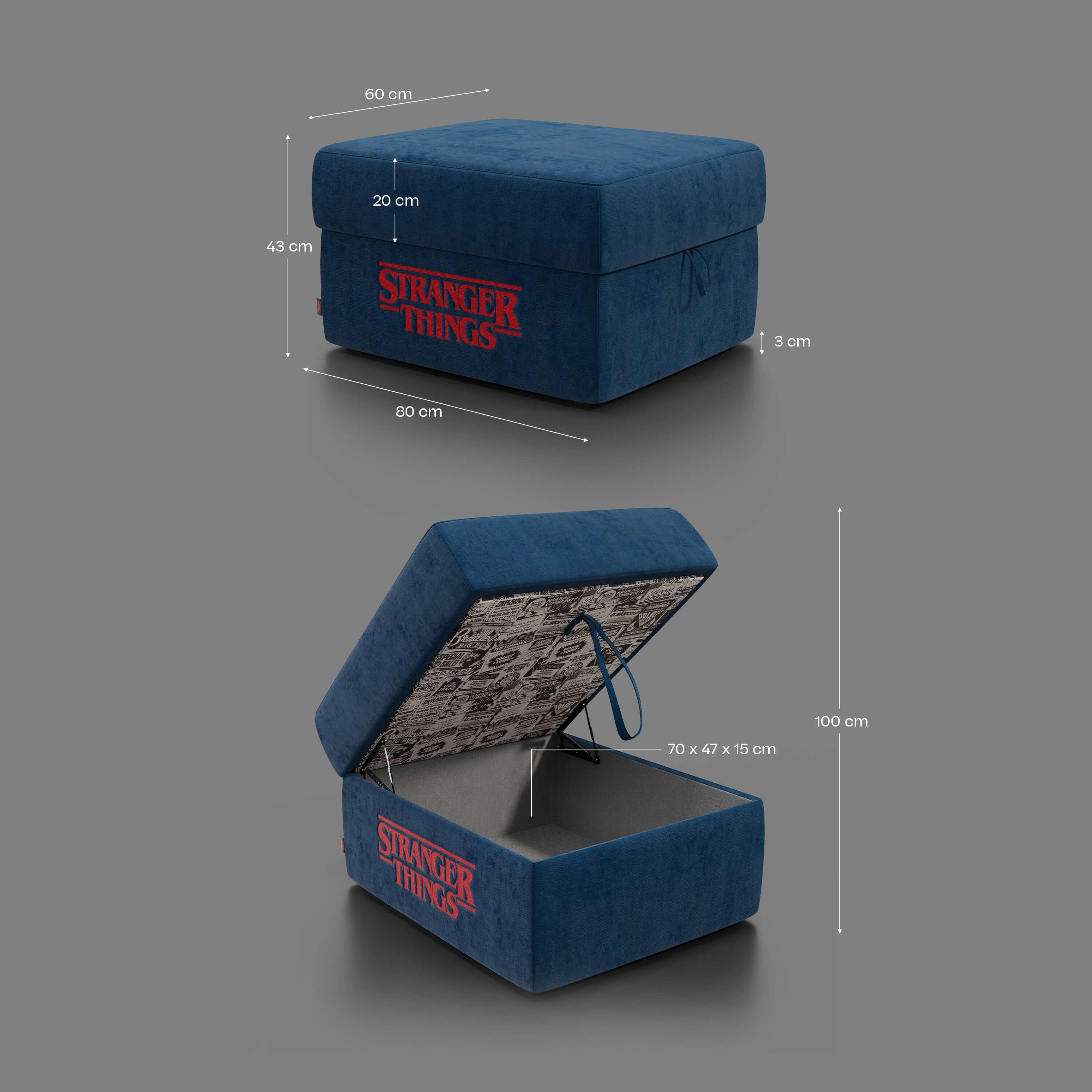 Sun Pouf Stranger Things Édition - 60 x 80 cm en tissu détachable by Netflix Bleu - Image 7