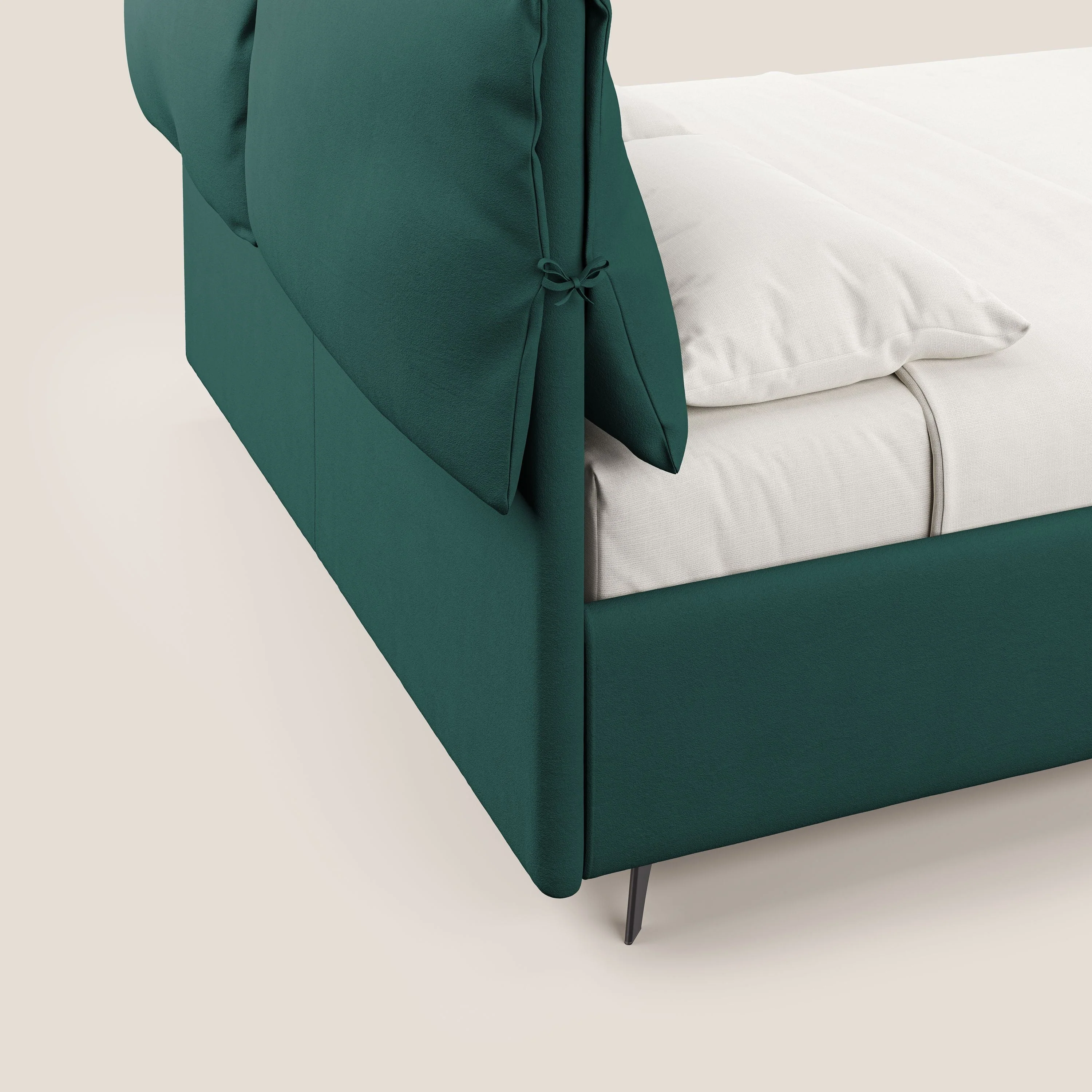 Susan lit rembourré avec coffre complètement déhoussable en microfibre détachable T11 bleu canard - Image 4