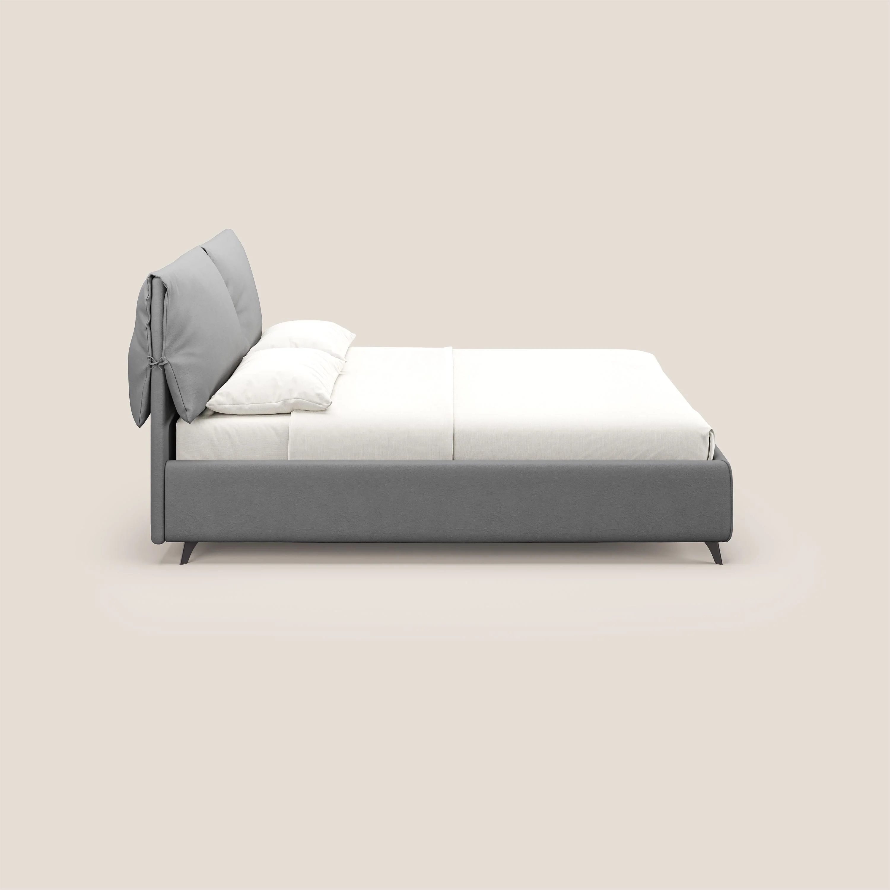 Susan lit rembourré avec coffre complètement déhoussable en microfibre détachable T11 gris - Image 4