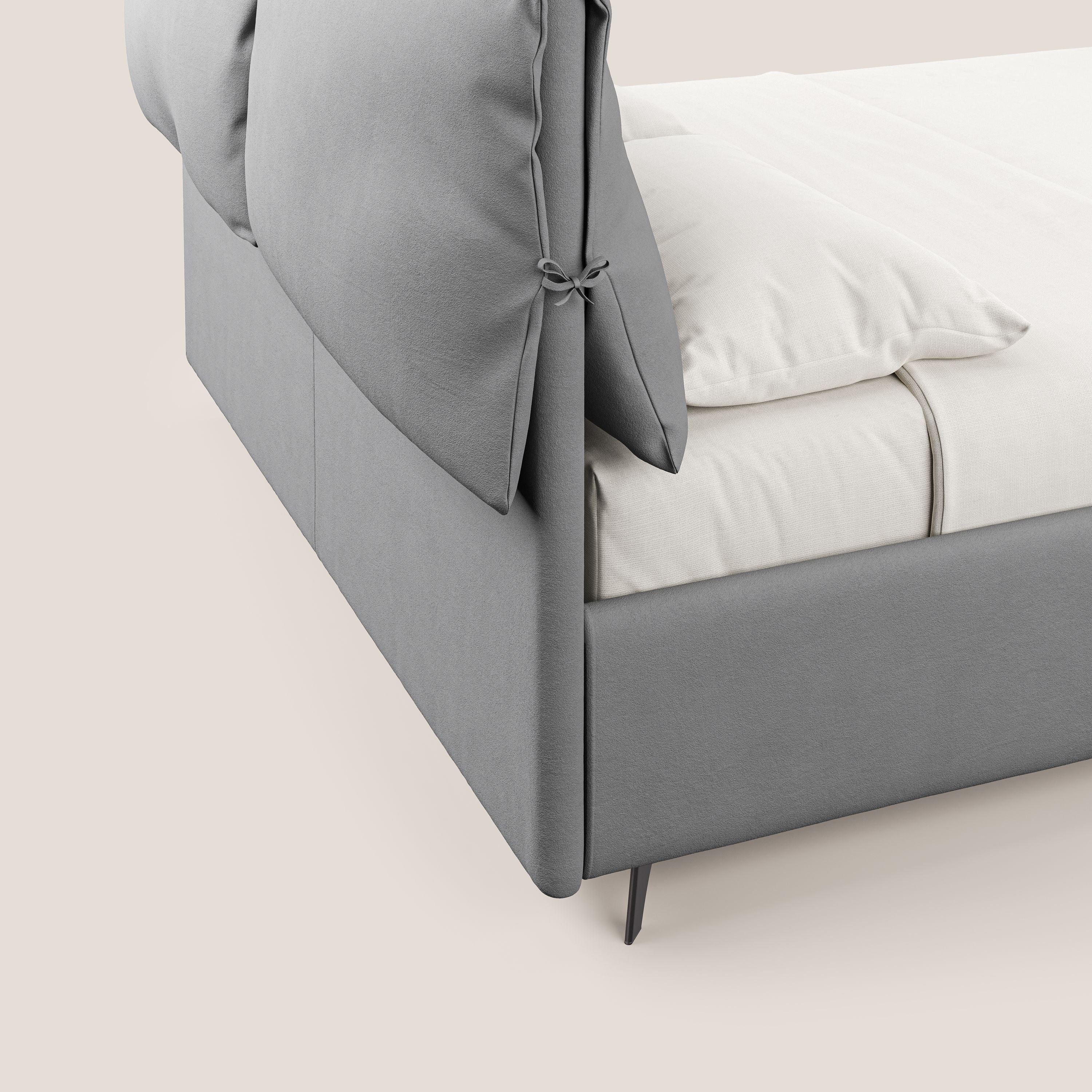 Susan lit rembourré avec coffre complètement déhoussable en microfibre détachable T11 gris - Image 6