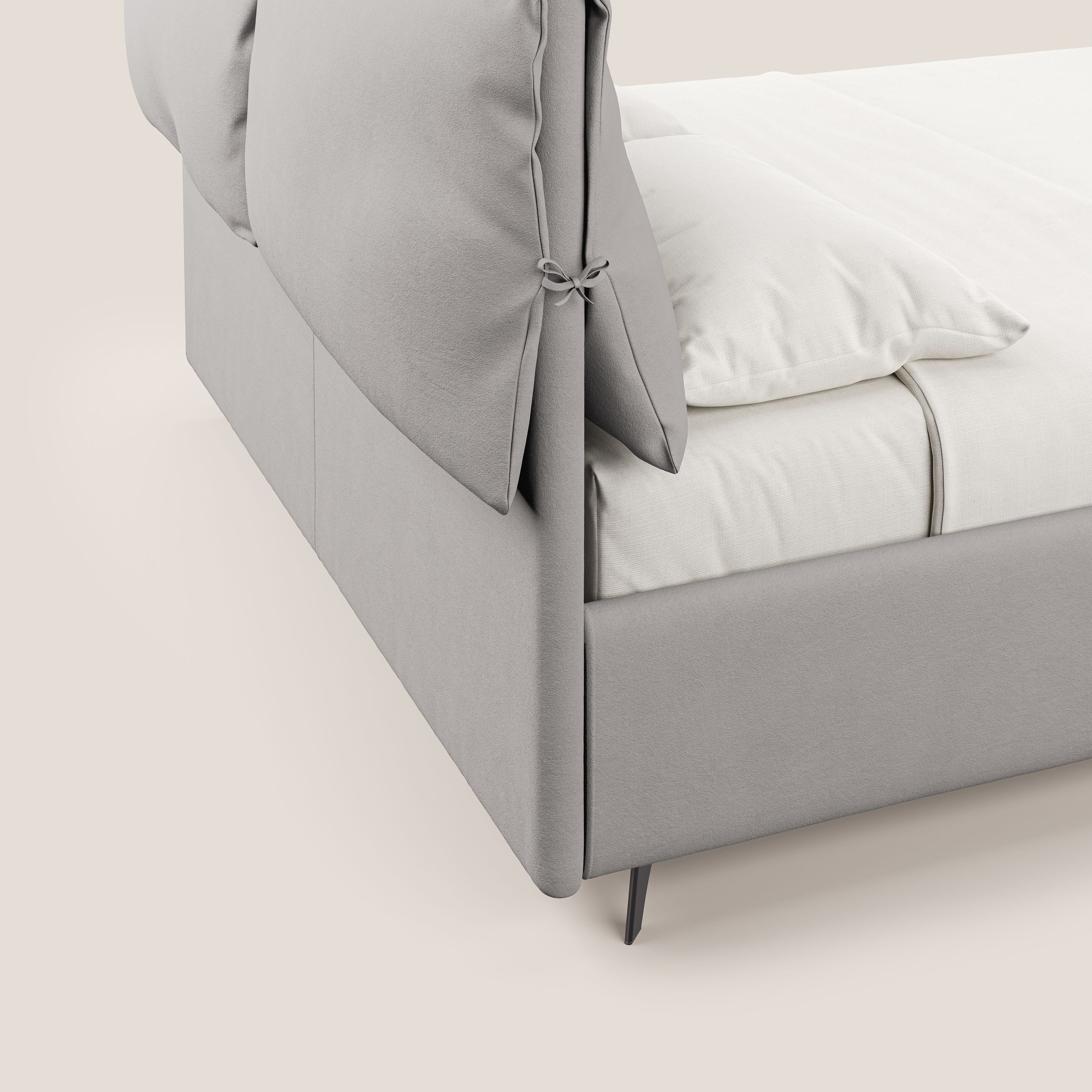Susan lit rembourré avec coffre complètement déhoussable en microfibre détachable T11 gris clair - Image 4