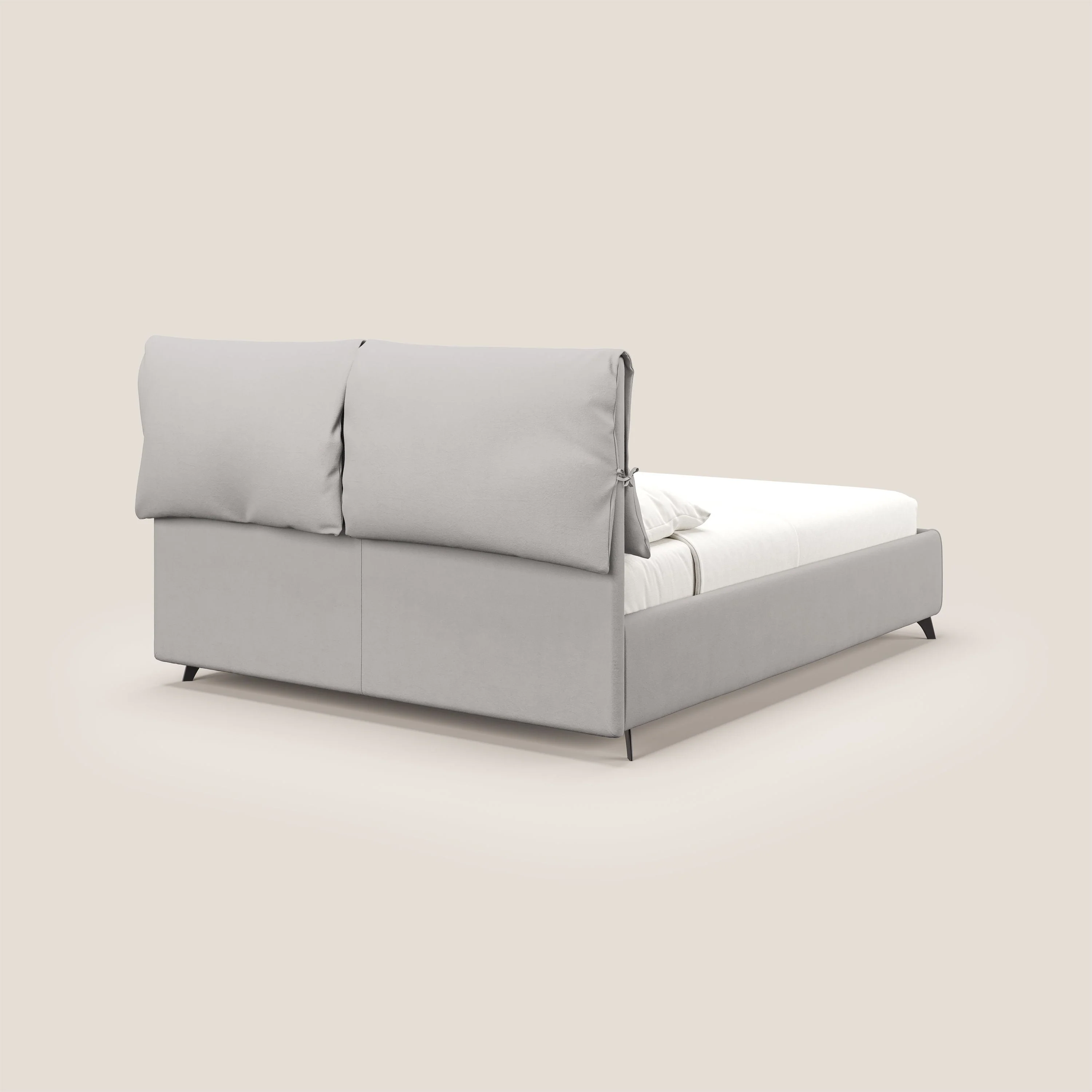 Susan lit rembourré avec coffre complètement déhoussable en microfibre détachable T11 gris clair - Image 6