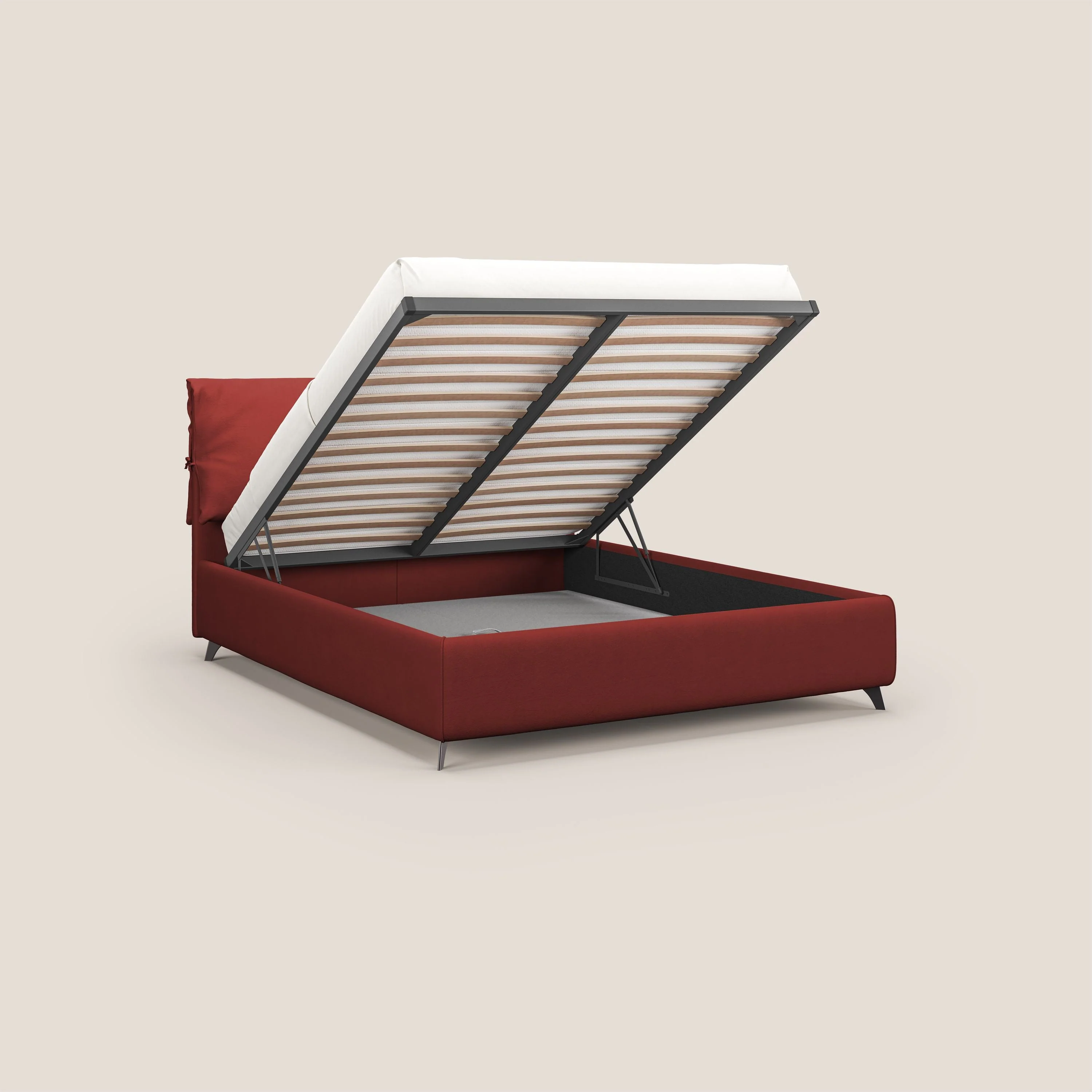 Susan lit rembourré avec coffre complètement déhoussable en microfibre détachable T11 rouge - Image 2