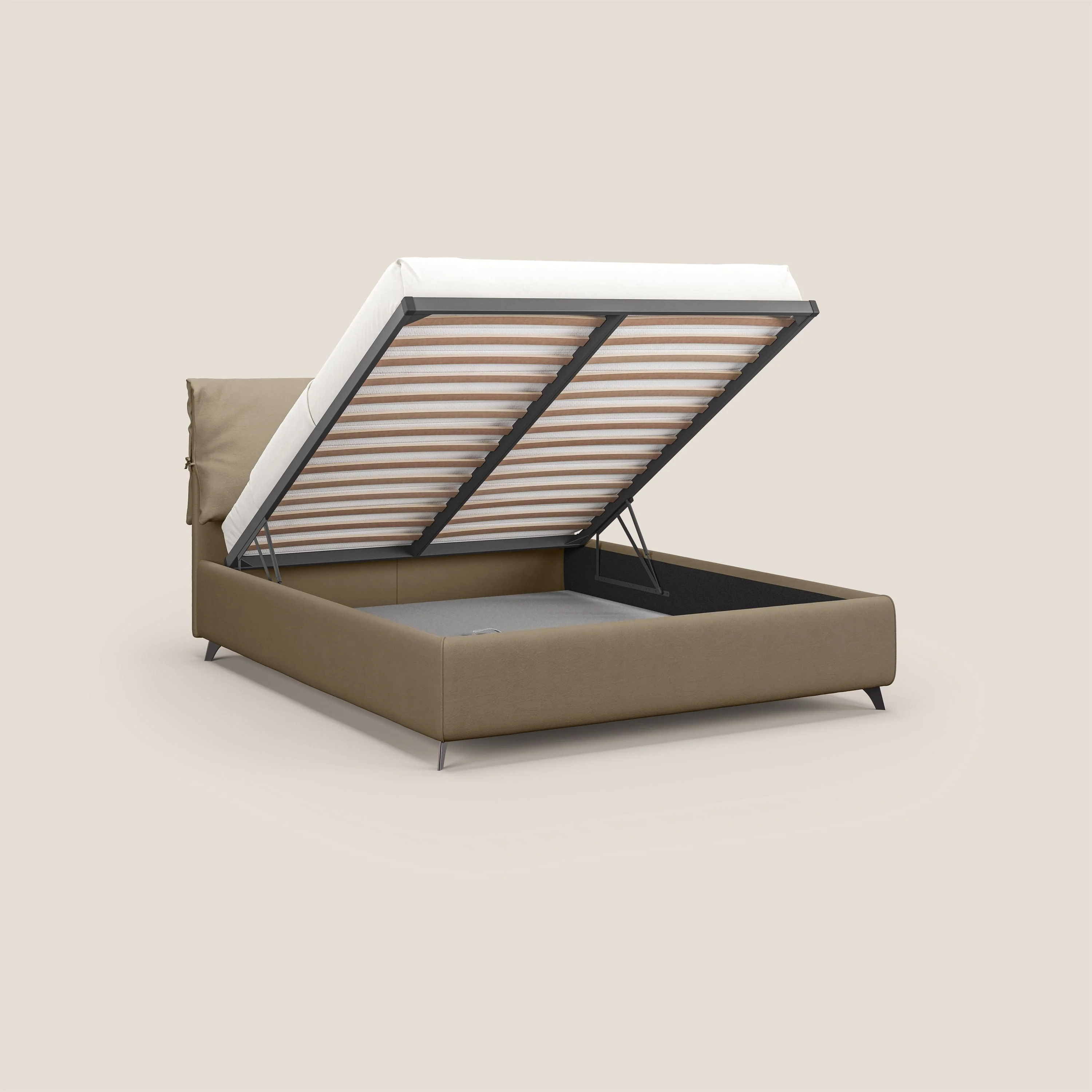 Susan lit rembourré avec coffre complètement déhoussable en microfibre détachable T11 Taupe tortora - Image 2