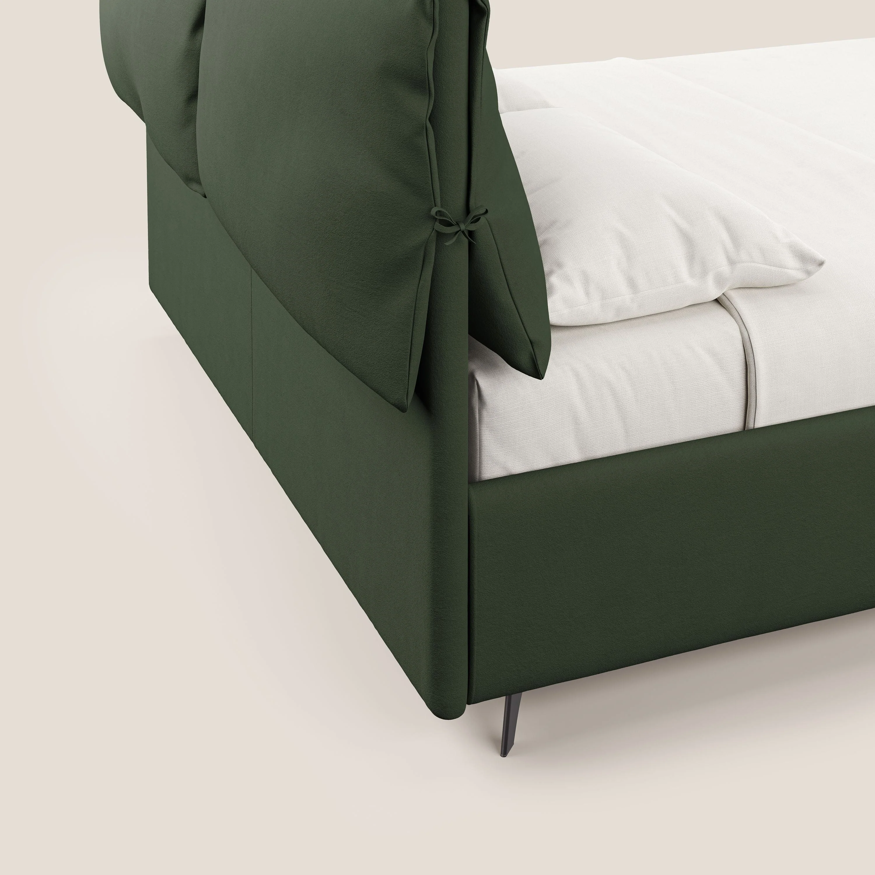 Susan lit rembourré avec coffre complètement déhoussable en microfibre détachable T11 vert - Image 4