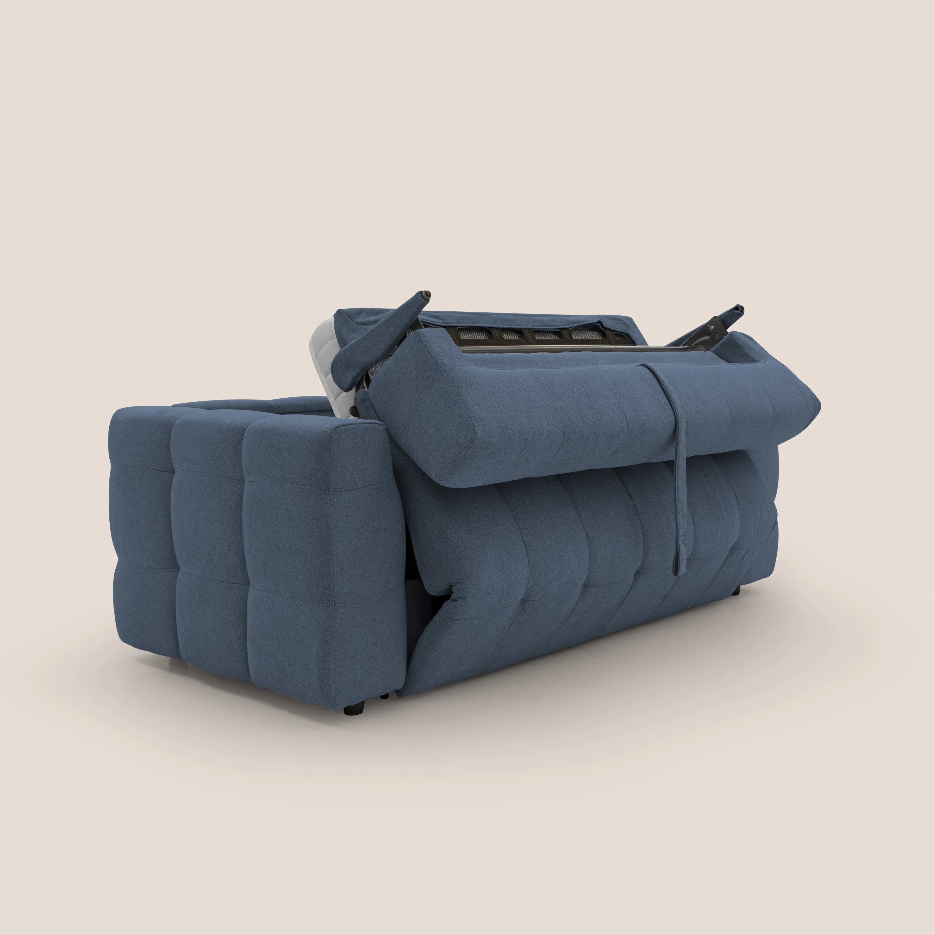 Tender Canapé convertible avec matelas H14 cm en bouclette imperméable T07 bleu - Image 3