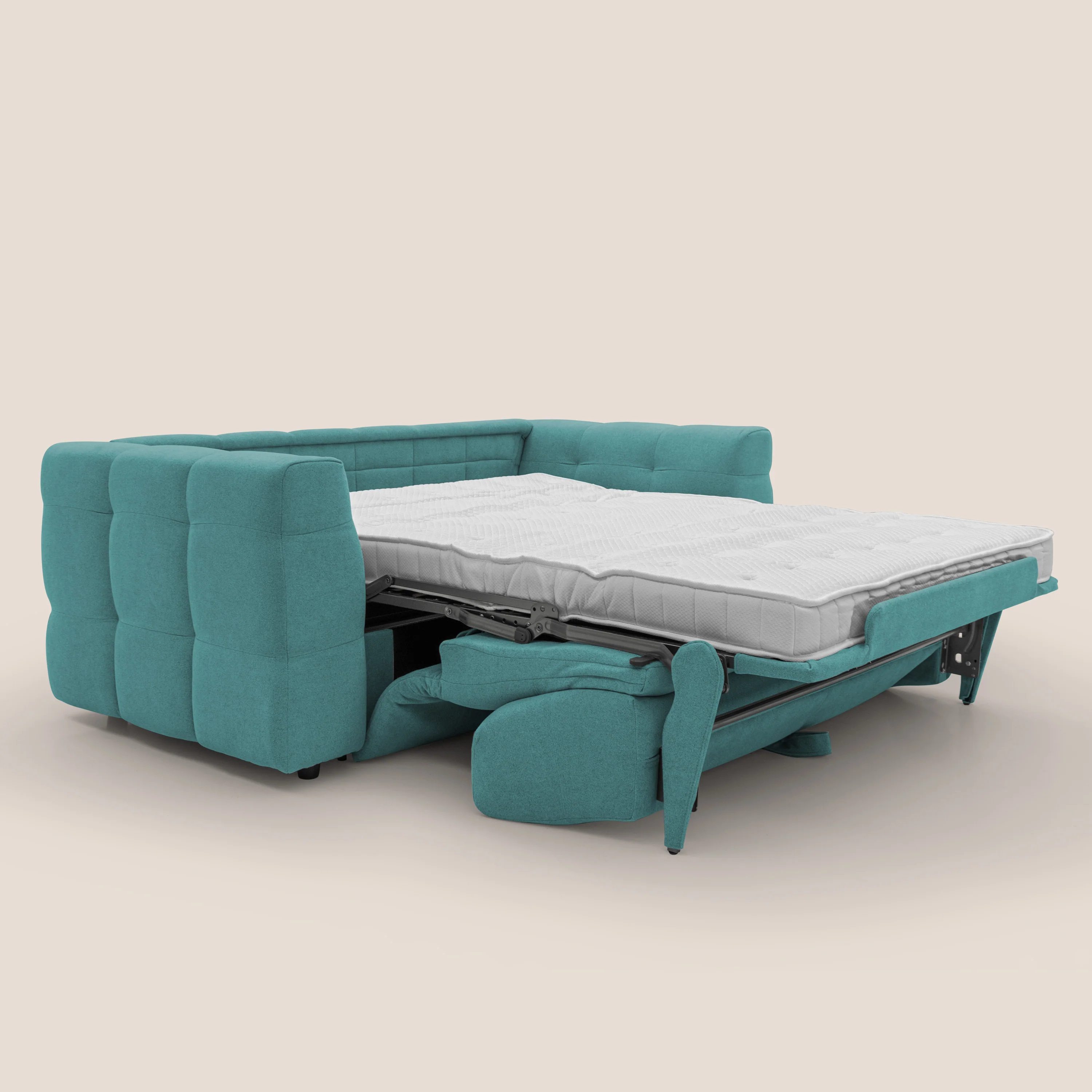 Tender Canapé convertible avec matelas H14 cm en bouclette imperméable T07 bleu ciel - Image 2