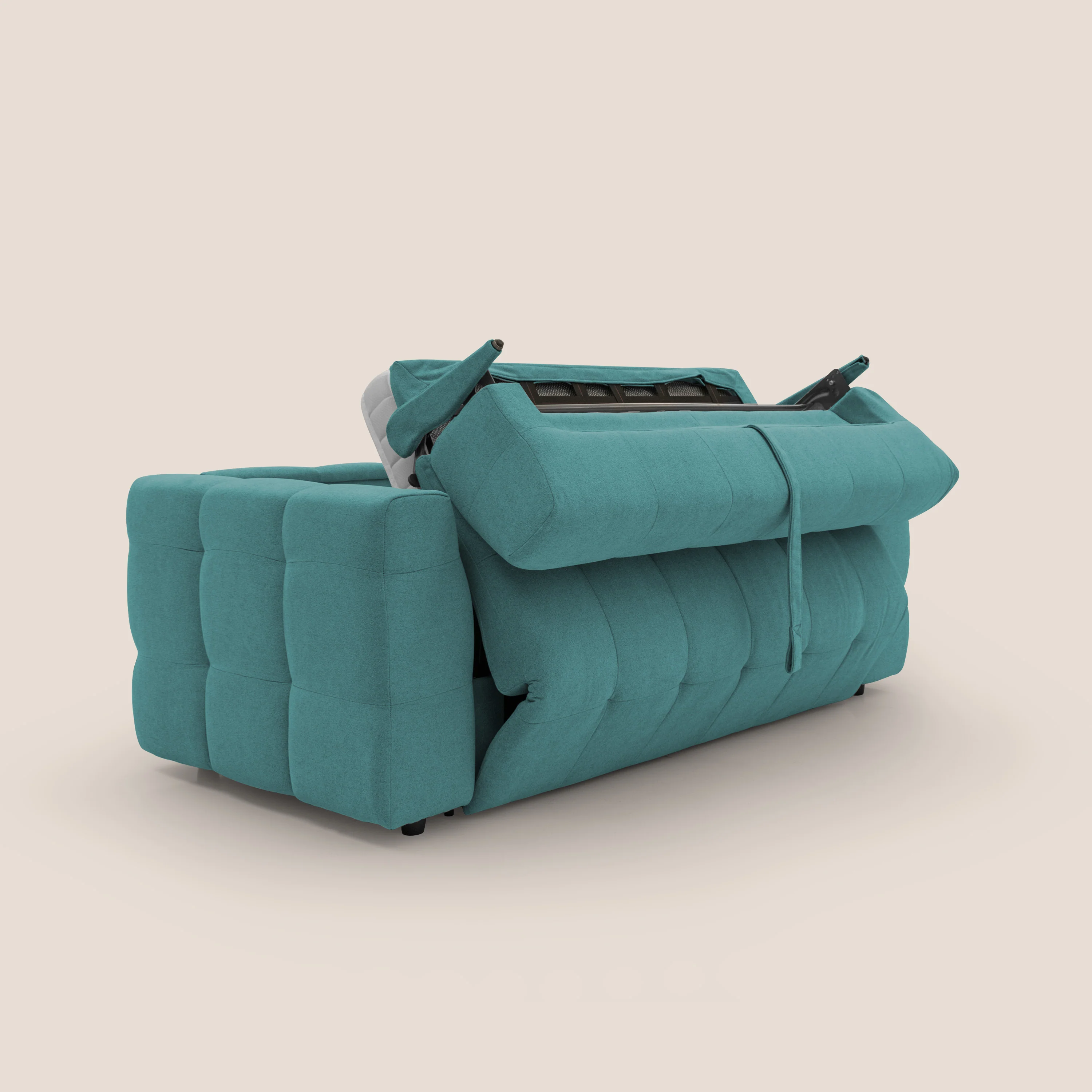 Tender Canapé convertible avec matelas H14 cm en bouclette imperméable T07 bleu ciel - Image 3
