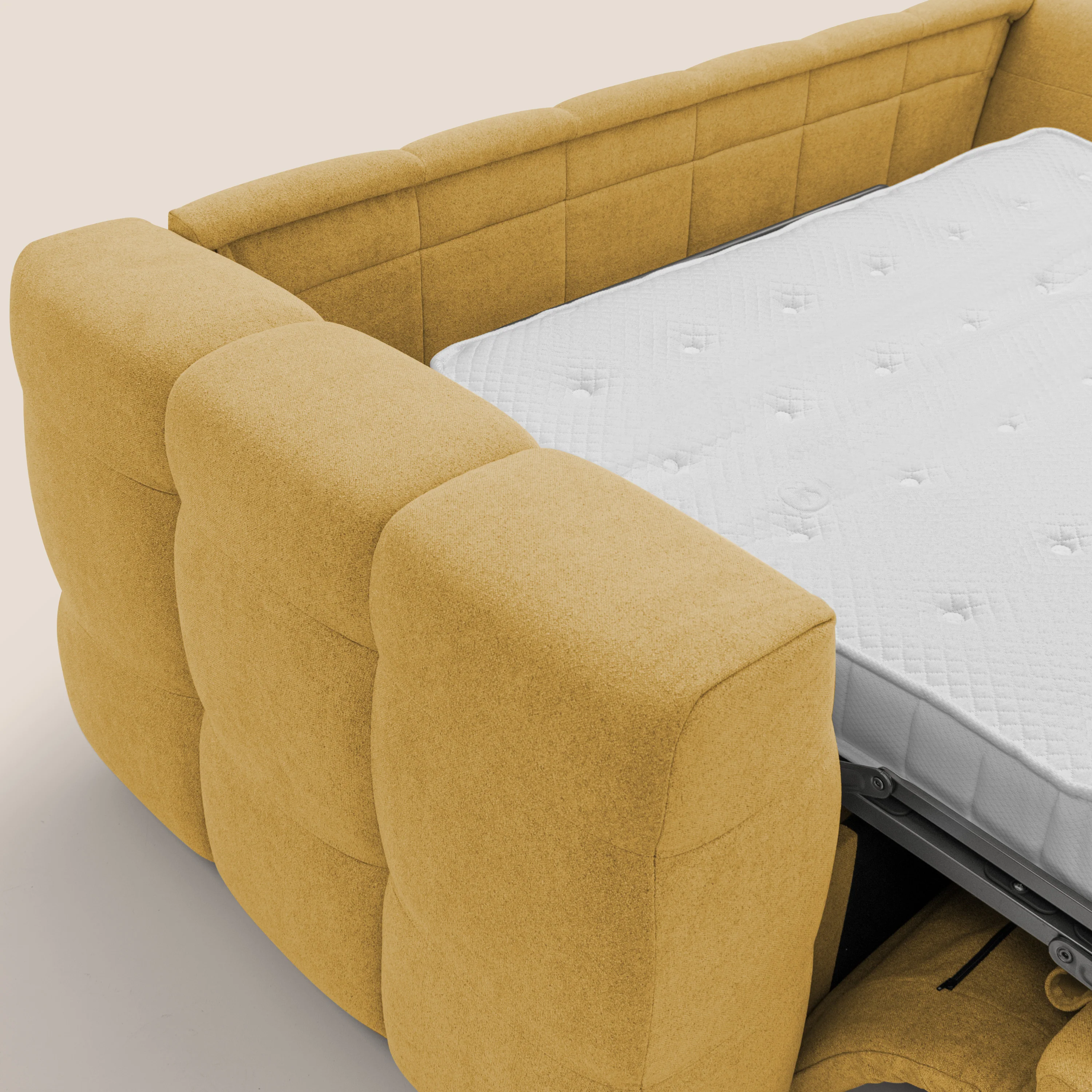 Tender Canapé convertible avec matelas H14 cm en bouclette imperméable T07 jaune - Image 12