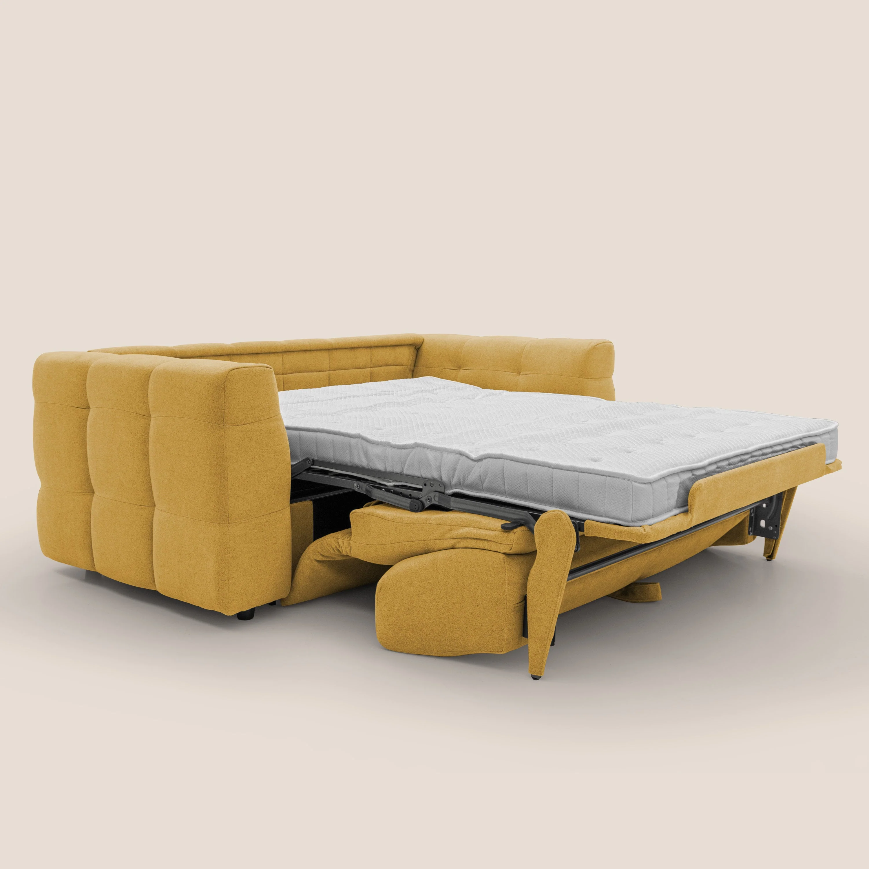 Tender Canapé convertible avec matelas H14 cm en bouclette imperméable T07 jaune - Image 2