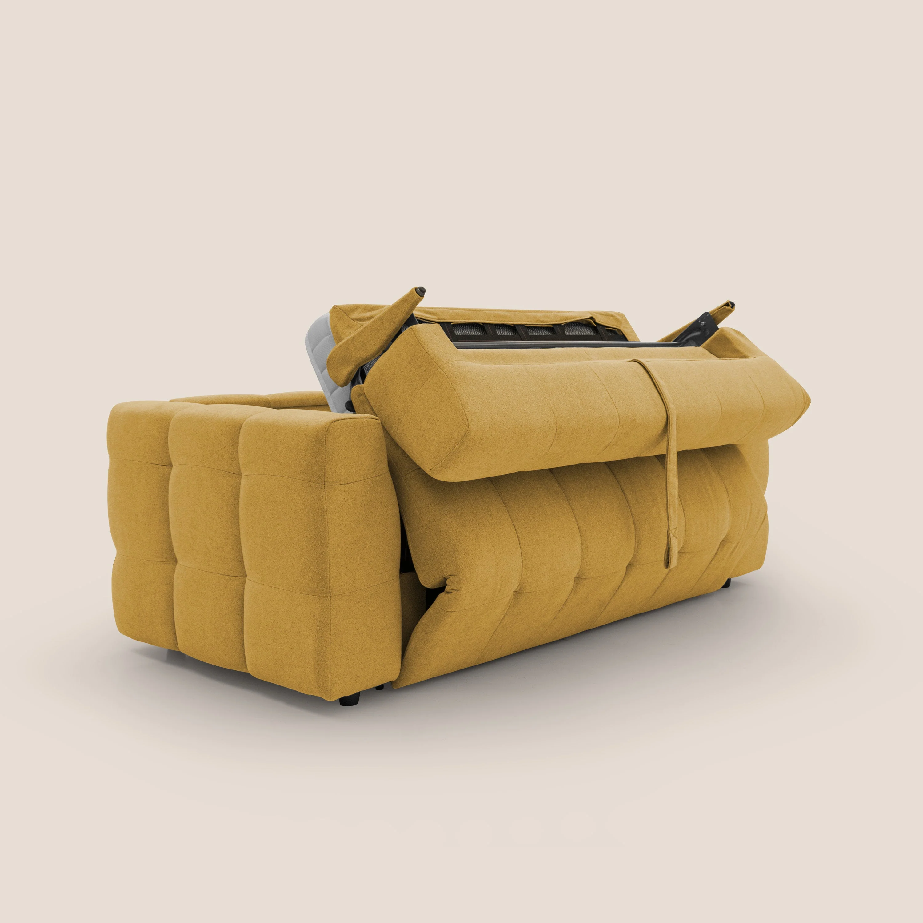 Tender Canapé convertible avec matelas H14 cm en bouclette imperméable T07 jaune - Image 3