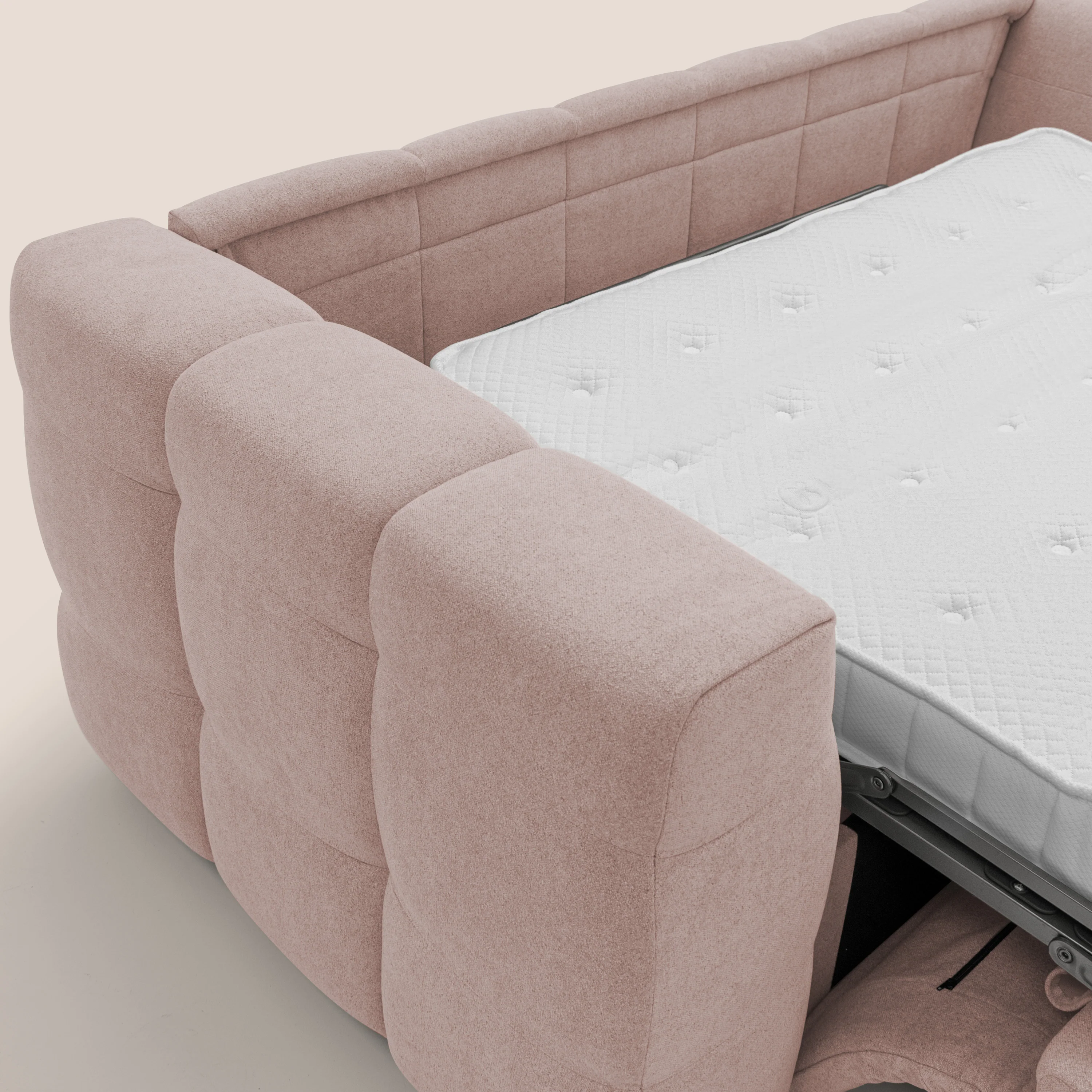 Tender Canapé convertible avec matelas H14 cm en bouclette imperméable T07 rose - Image 12